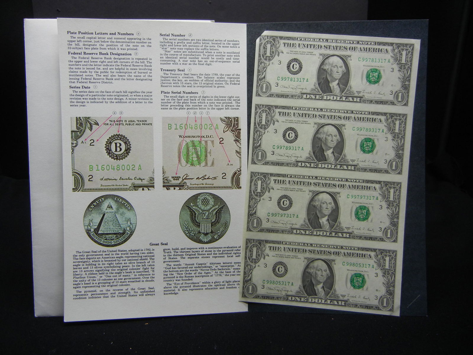 (4) Uncut Sheets 1988 $1.00 Notes Gems (1 of 6)