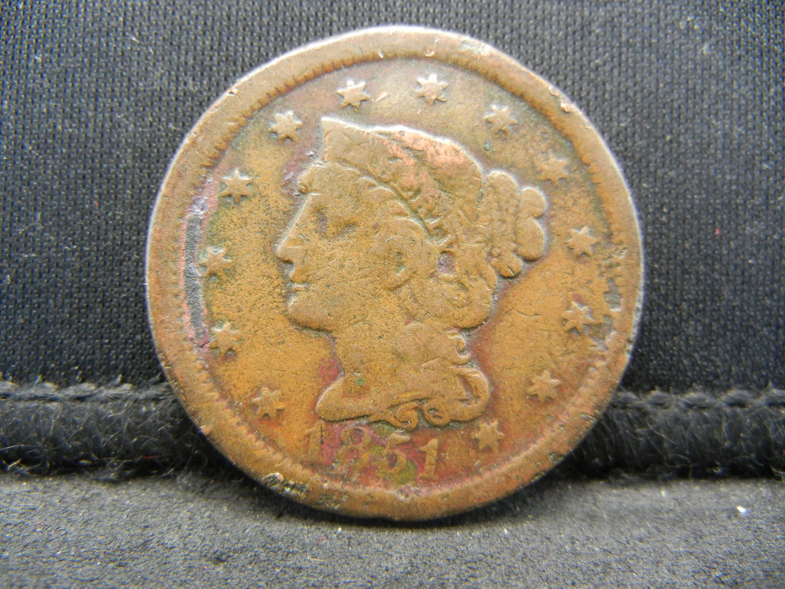 1851 Large Cent Braided Hair (1 of 2)