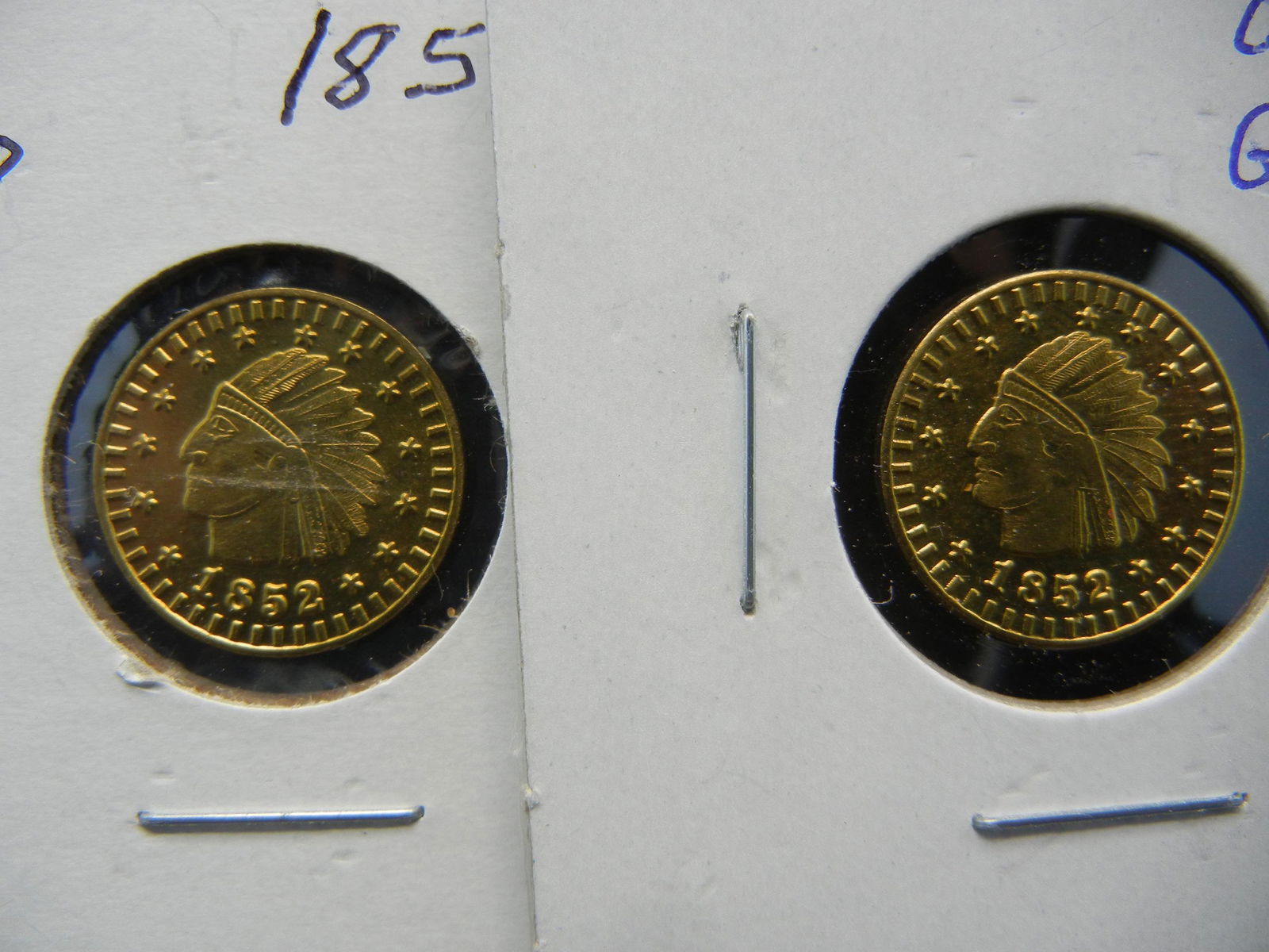 (2) Clad 1852 California Gold Tokens Clad NOT GOLD (1 of 3)