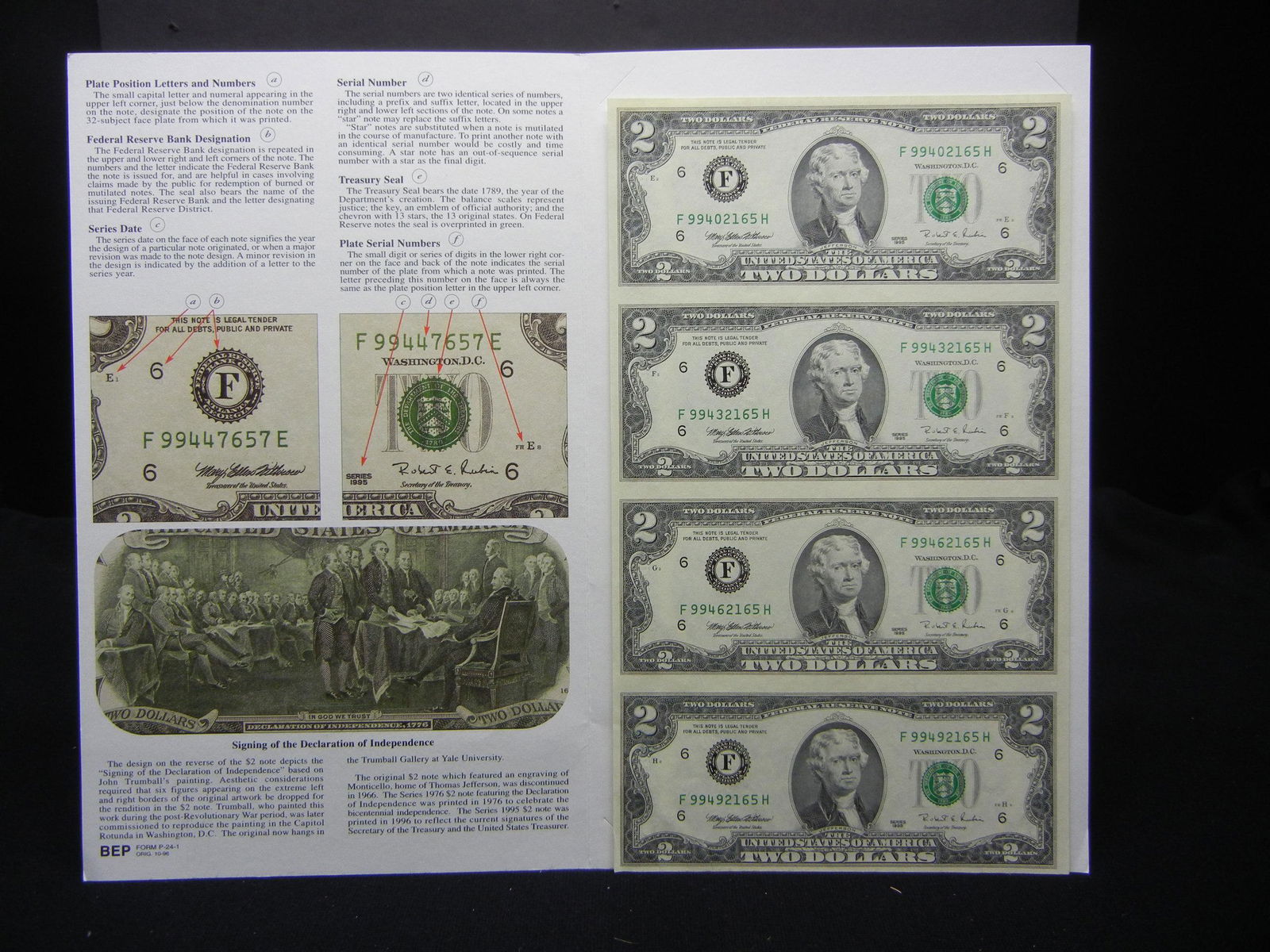 Uncut Sheet of (4) Atlanta 1995 $2 Federal Reserve (1 of 6)