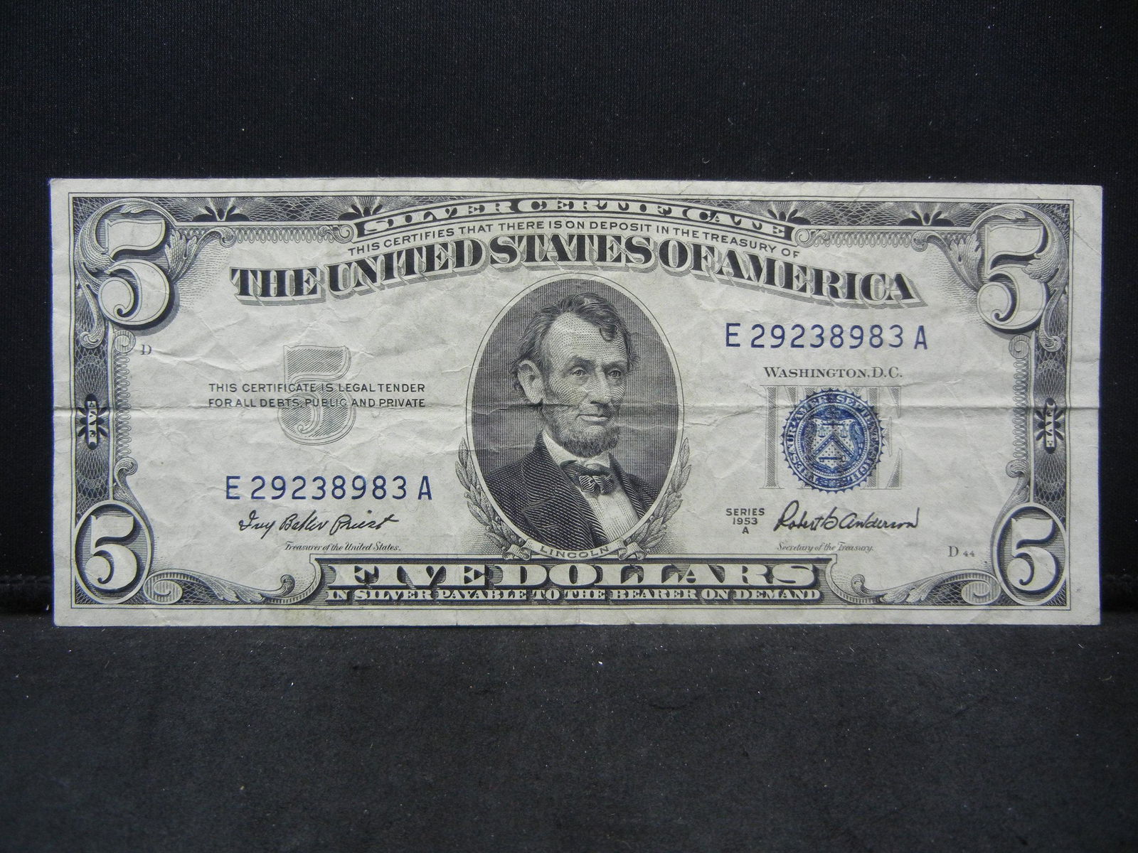 1953 A Five Dollar Silver Certificate (1 of 3)