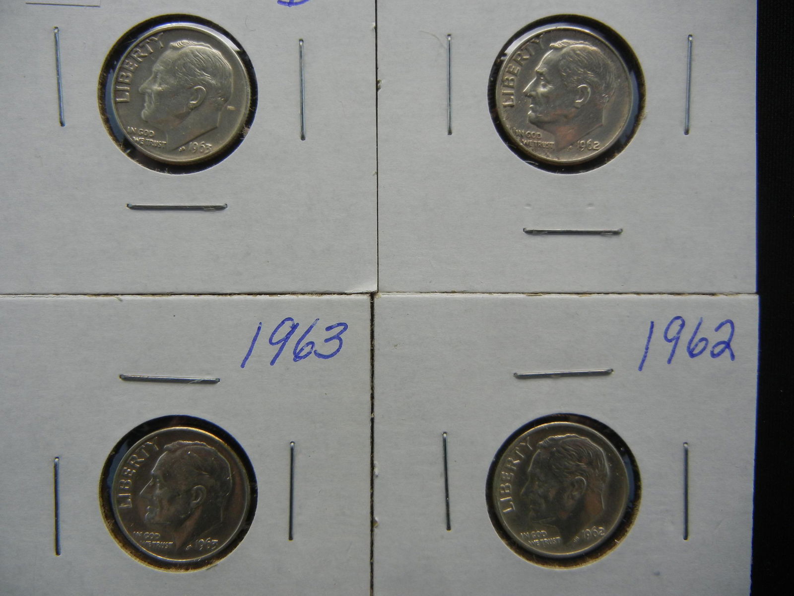 (4) Silver Roosevelt Dimes 1962 PD, 1963 PD (1 of 3)