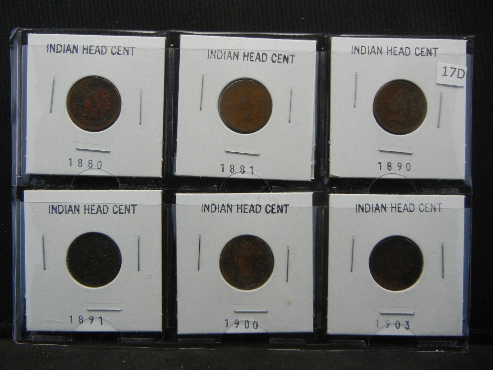 (6) Indian Head Cents 1880, 81, 90, 91, 1900, 03 (1 of 7)