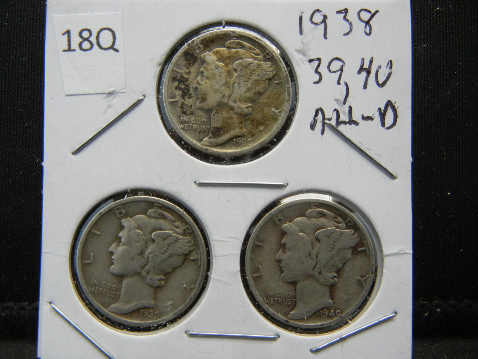 1938, 39, 40, All D Mint Marks Mercury Dimes: 1938, 39, 40, All D Mint Marks Mercury Dimes
