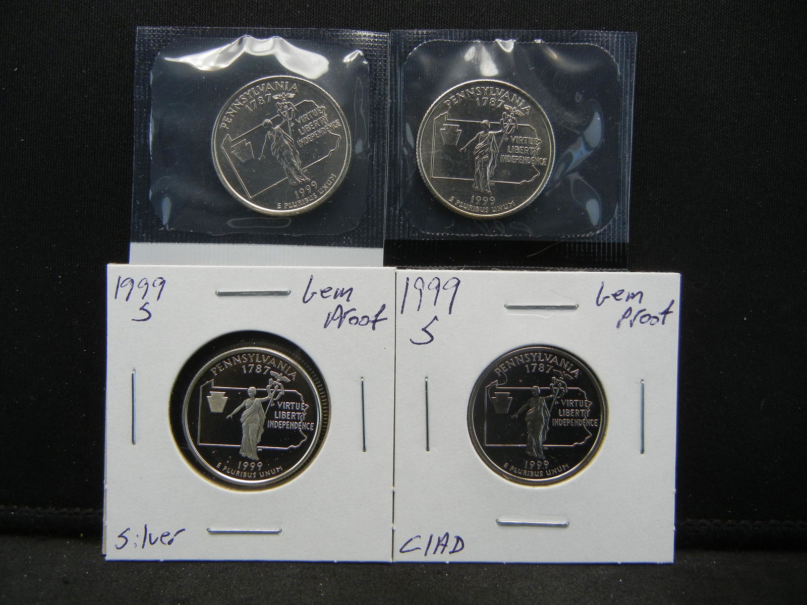 1999 PDSS Pennsylvania State Quarter 4 Coin Set BU (1 of 5)