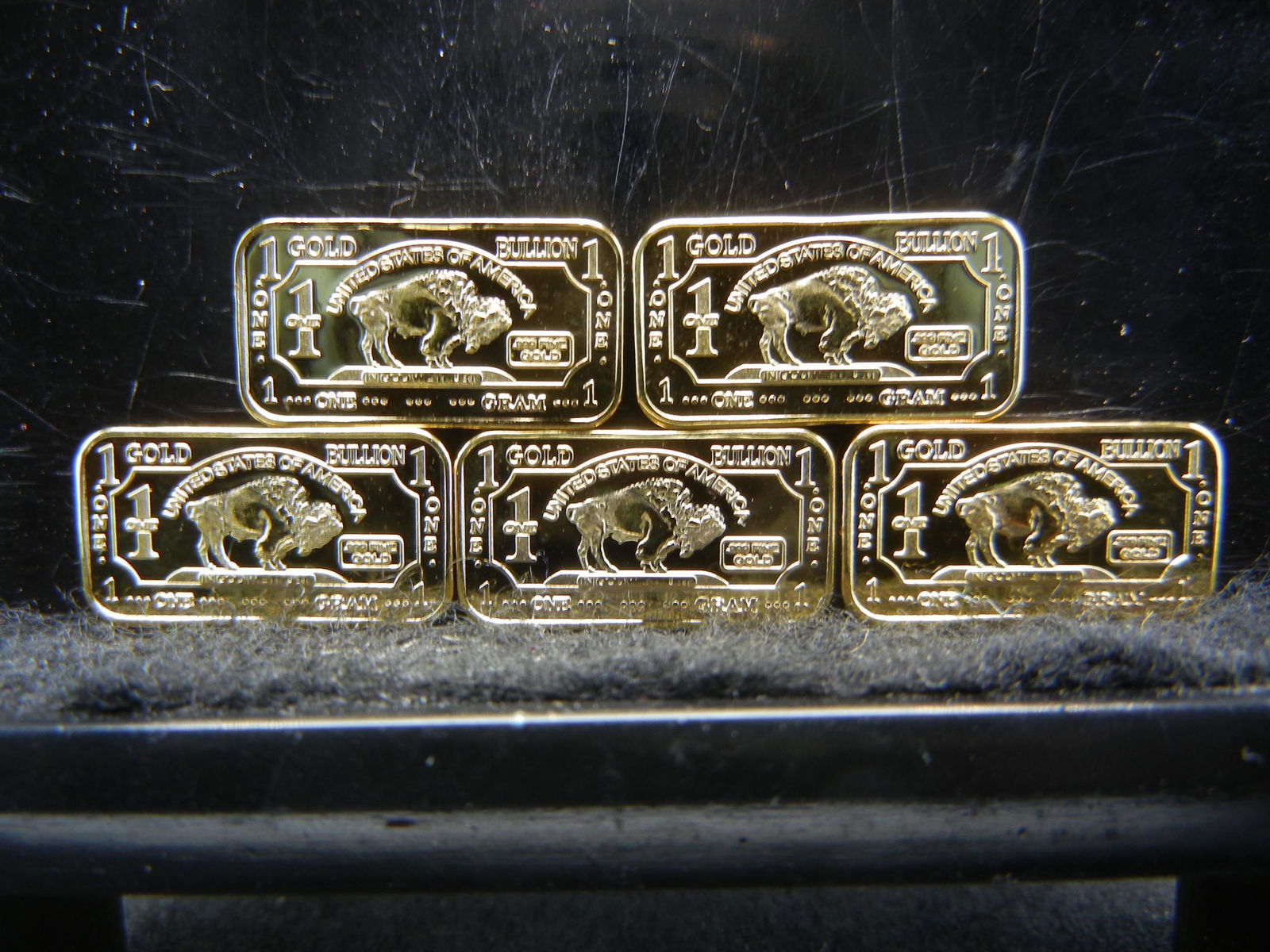 Clad 5 One Gram 100 Mills .999 Fine Gold Clad Buffalo: Clad 5 One Gram 100 Mills .999 Fine Gold Clad Buffalo Collector Bars Clad