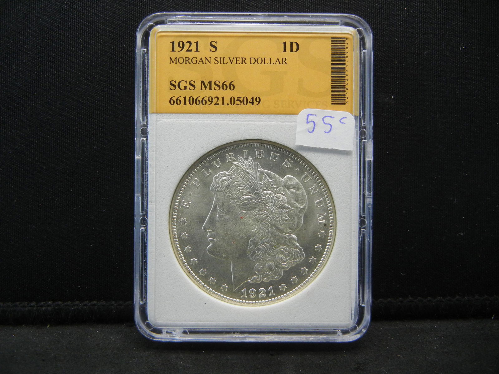 1921-S MORGAN SILVER (90%) DOLLAR, MS66/SGS, (CHECK OUT (1 of 4)