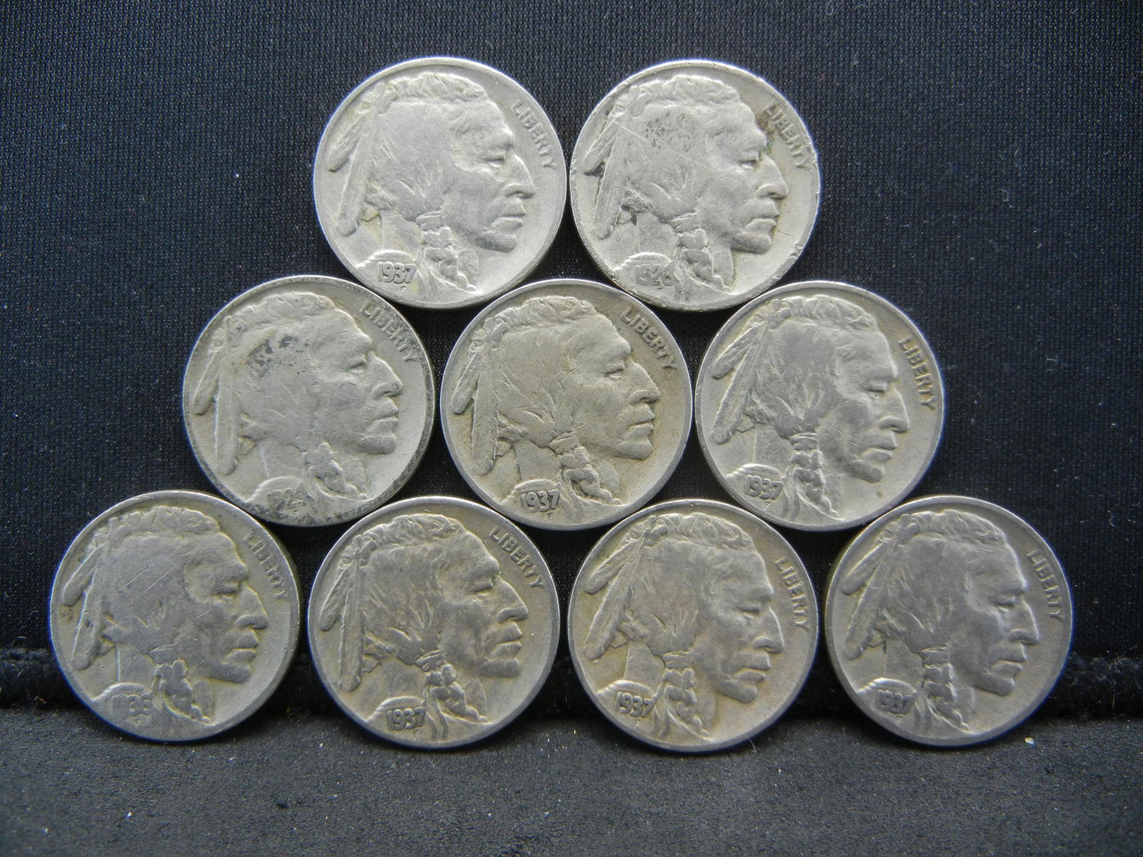 (9) BUFFALO NICKELS, (1926/1929/1937-D/6-1936-D), SOME (1 of 2)
