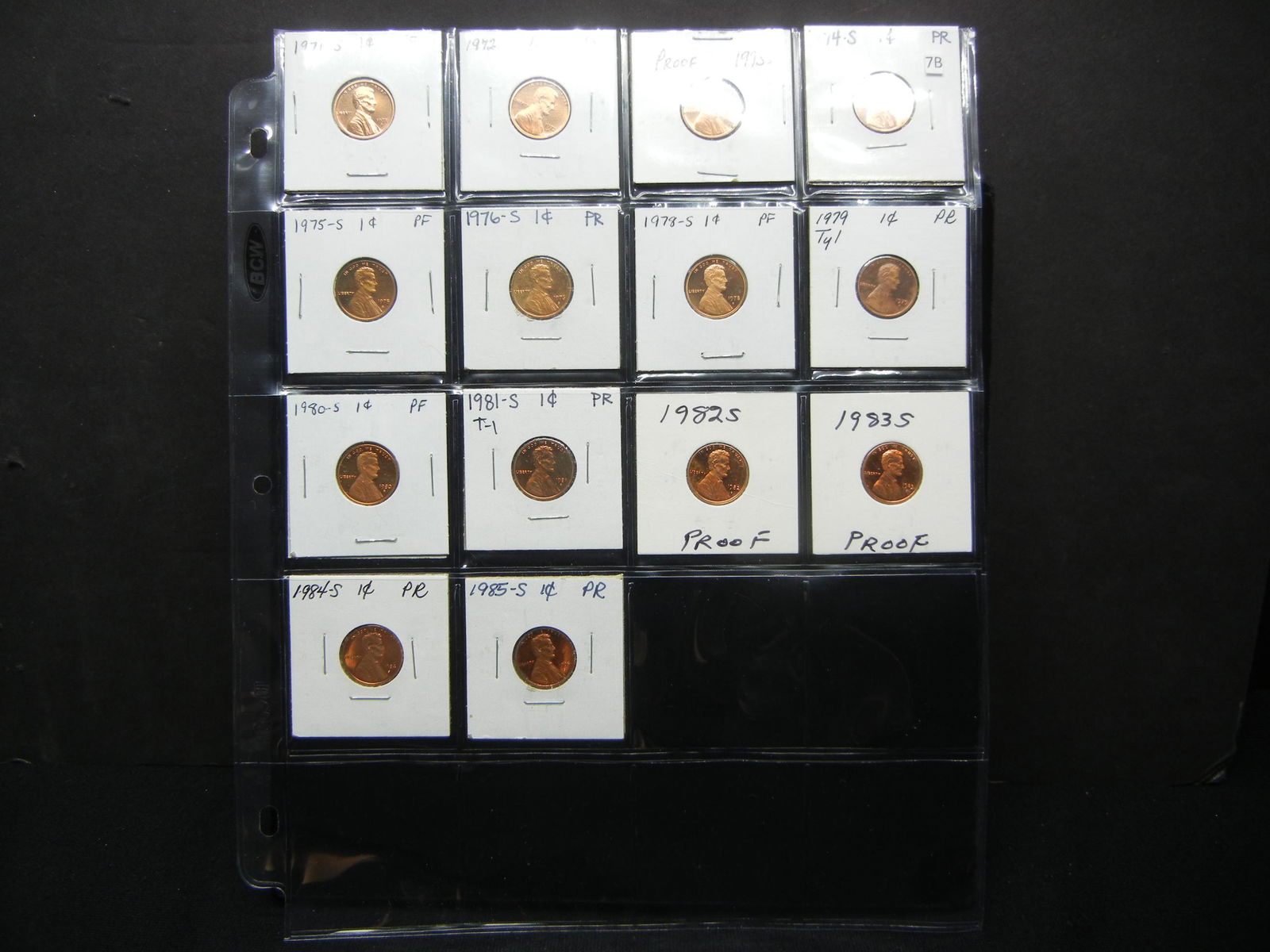 14 Proof Lincoln 1c.  1971-S thru 1985-S. (1 of 9)