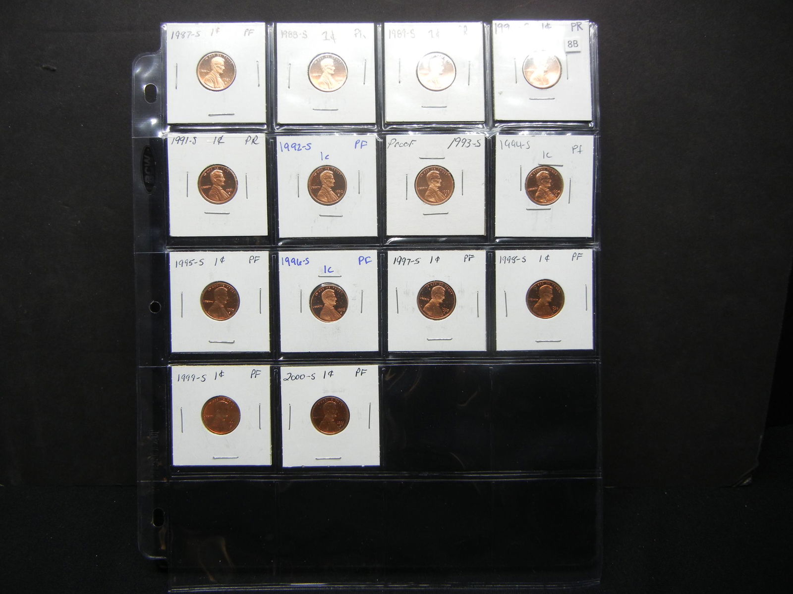 14 Proof Lincoln 1c.  1987-S thru 2000-S. (1 of 9)