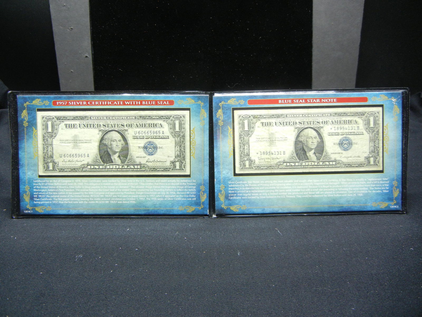2 Circulated 1957 $1 Silver Certificates.  Includes a (1 of 5)