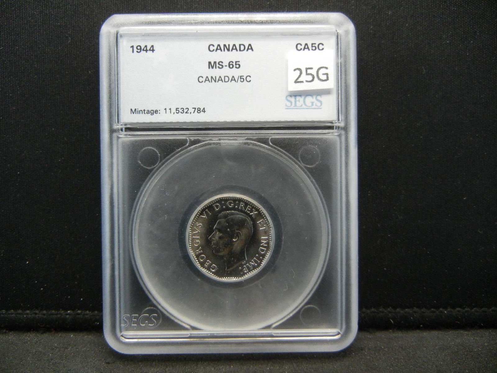 1944 Canada 5c.  SEGS MS-65. (1 of 4)