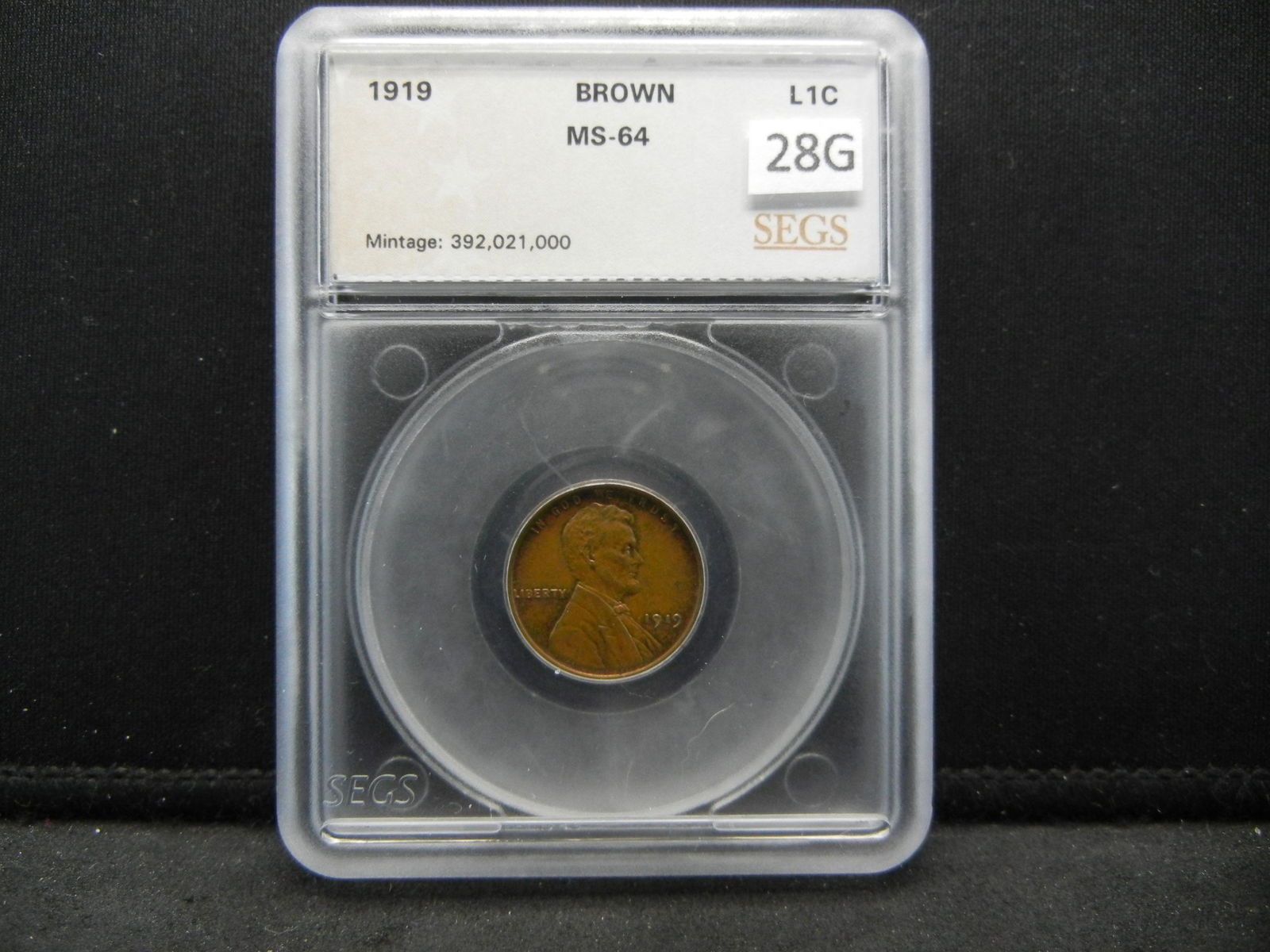 1919 Lincoln 1c.  SEGS MS-64 BROWN. (1 of 4)