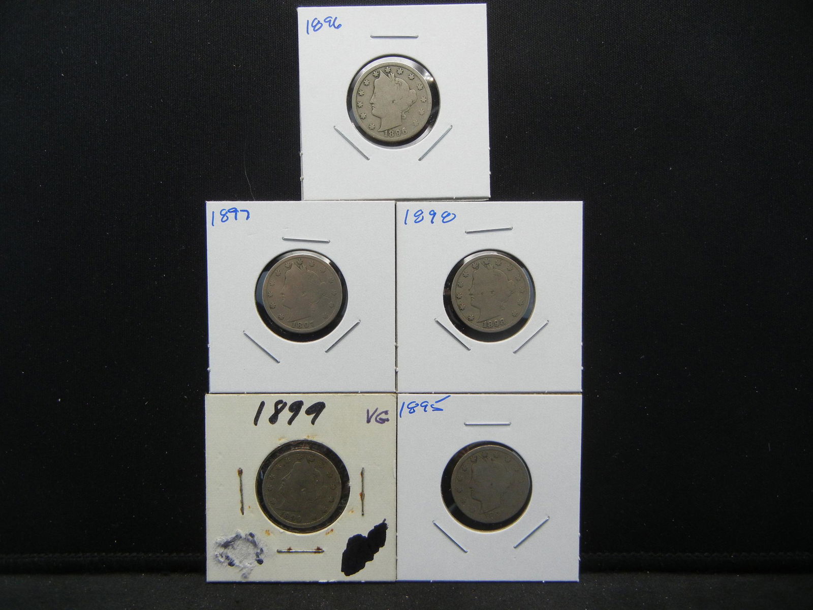 5 Better Date Liberty 5c.  1895, 1896, 1897, 1898, and (1 of 5)