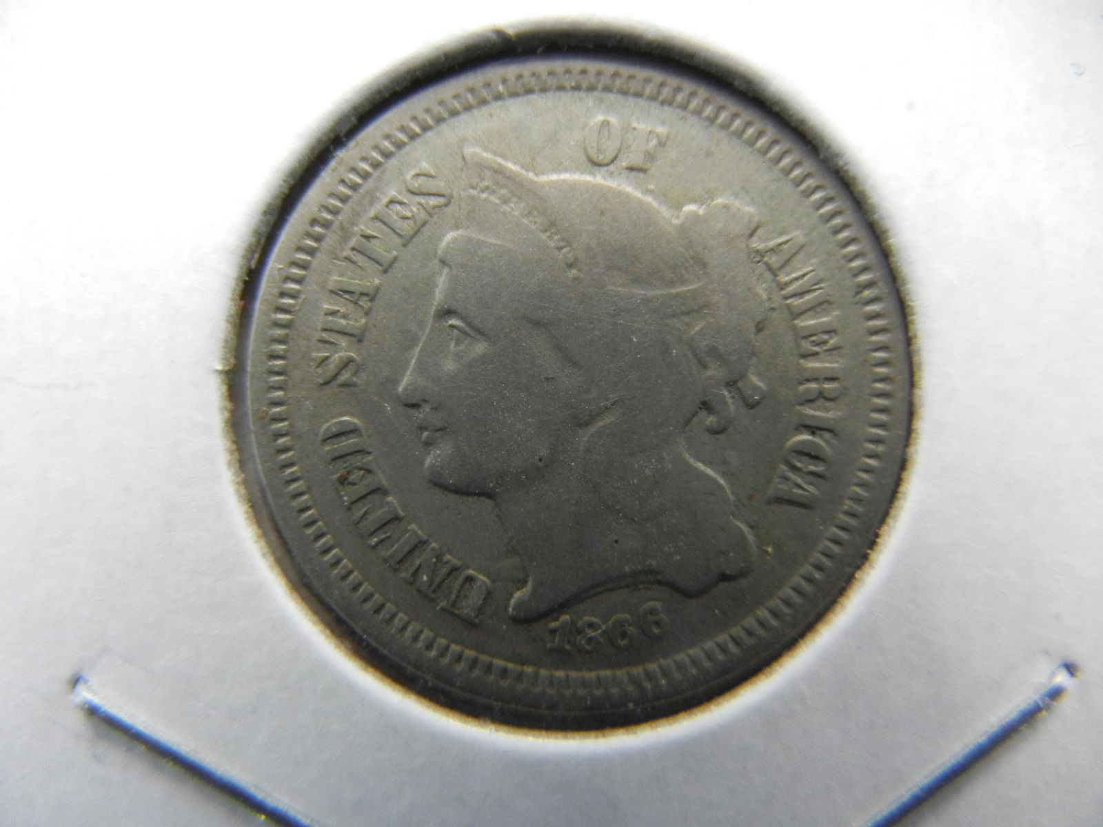 1866 Three Cent Nickel   Fine  (1 of 3)