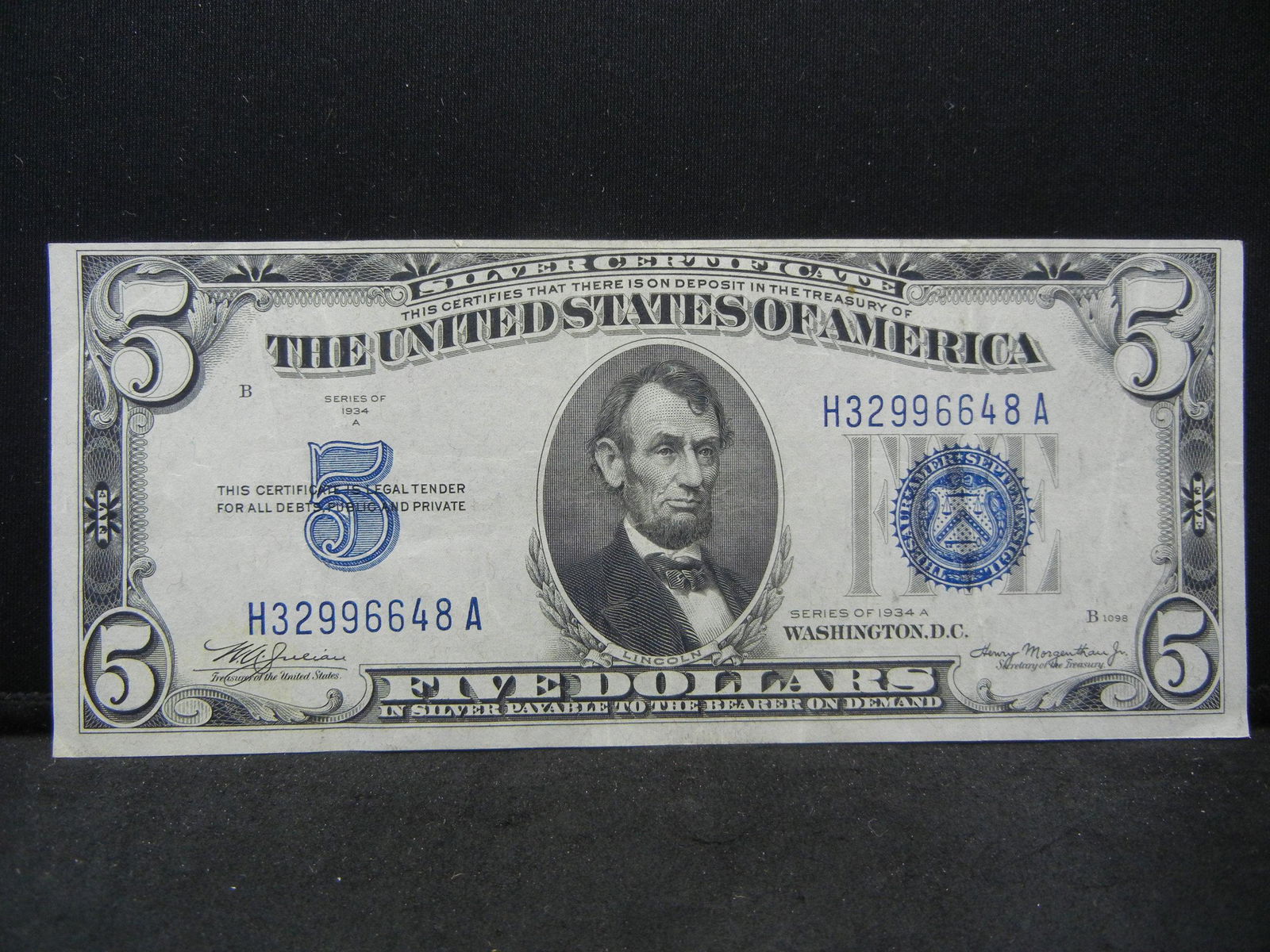 1934 A $5 Silver Certificate   Almost Uncirculated and (1 of 3)