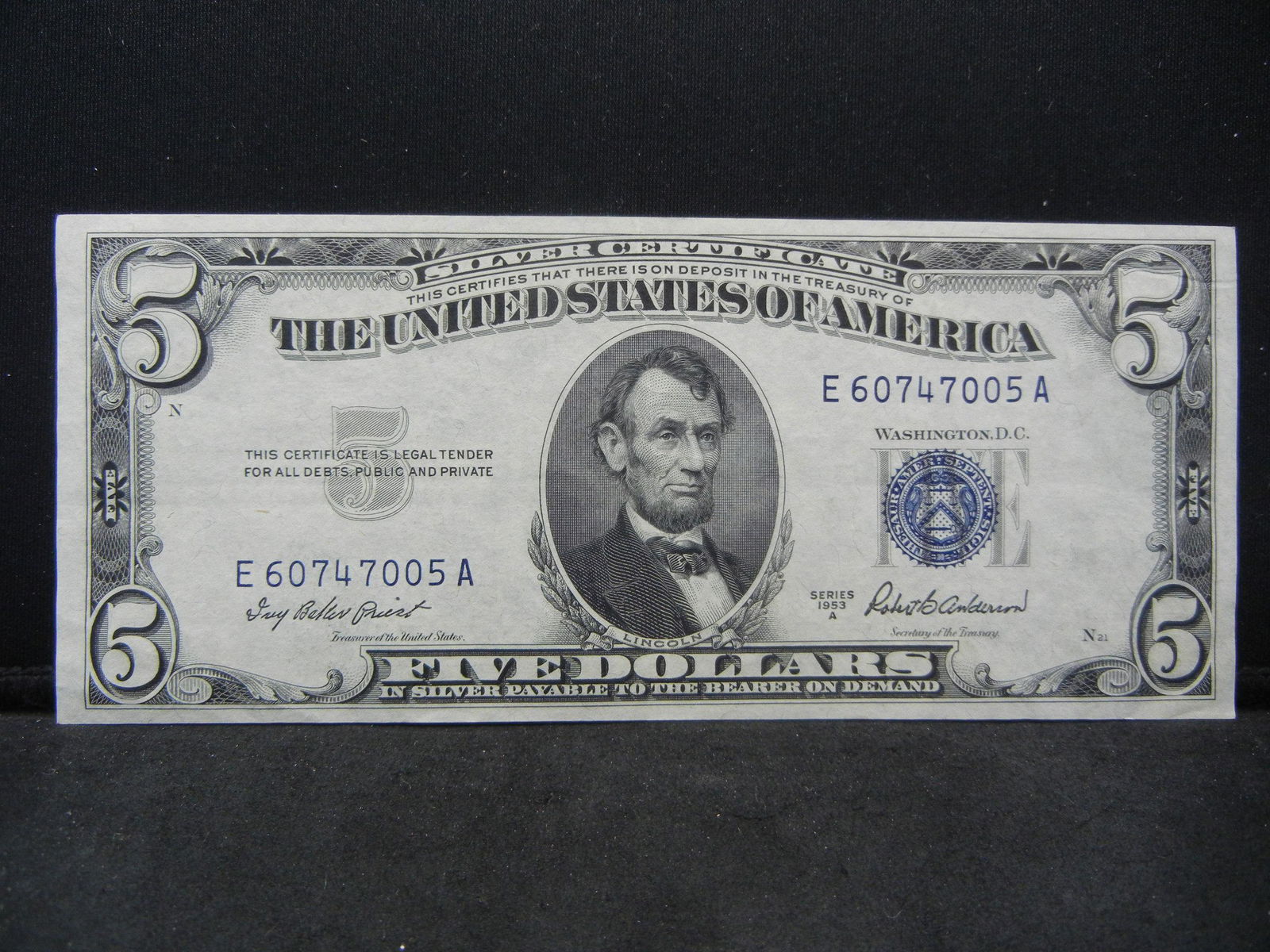 1953A $5 Silver Certificate   Almost Uncirculated and (1 of 3)