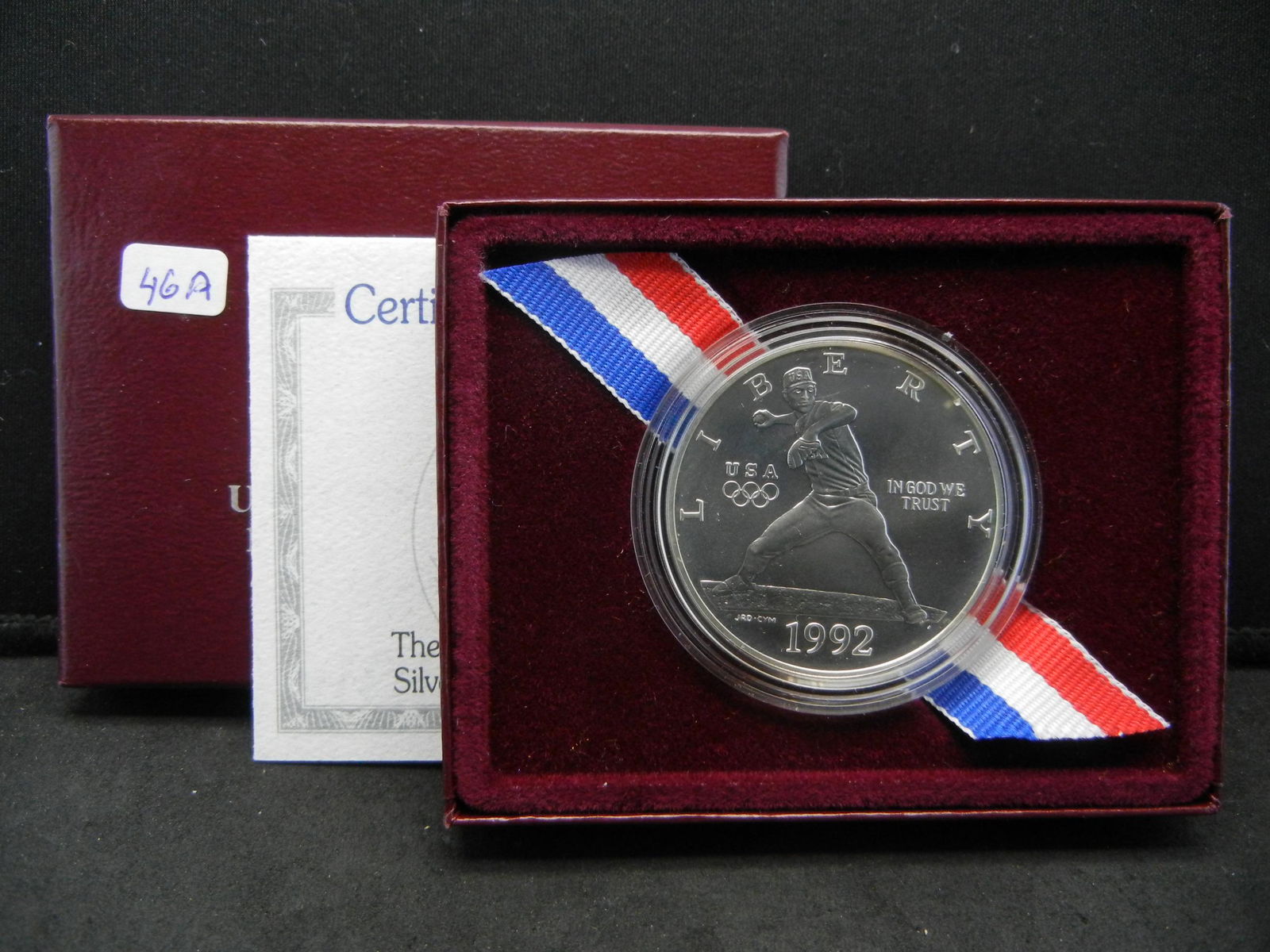 1992-D Olympic Silver Dollar in original box with COA   (1 of 4)