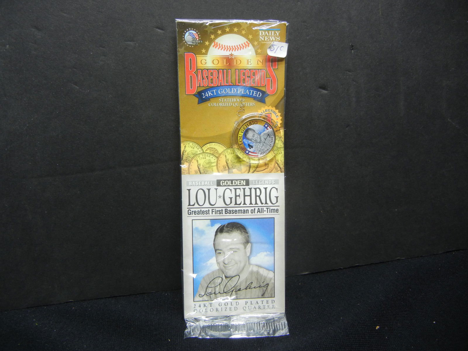 (BASEBALL LEGEND'S/LOU GEHRIG), 24 K GOLD PLATED/COA, (1 of 3)