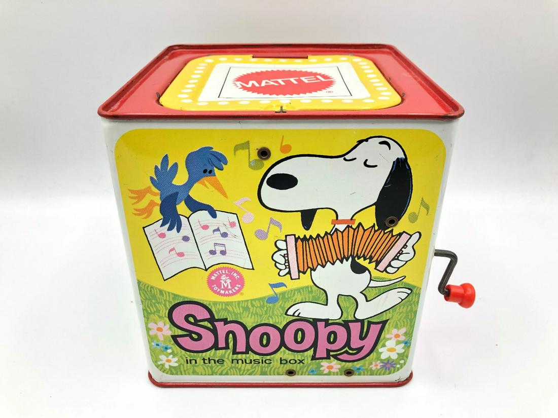 1966 Mattel Snoopy Musical Jack In The Box Excellent