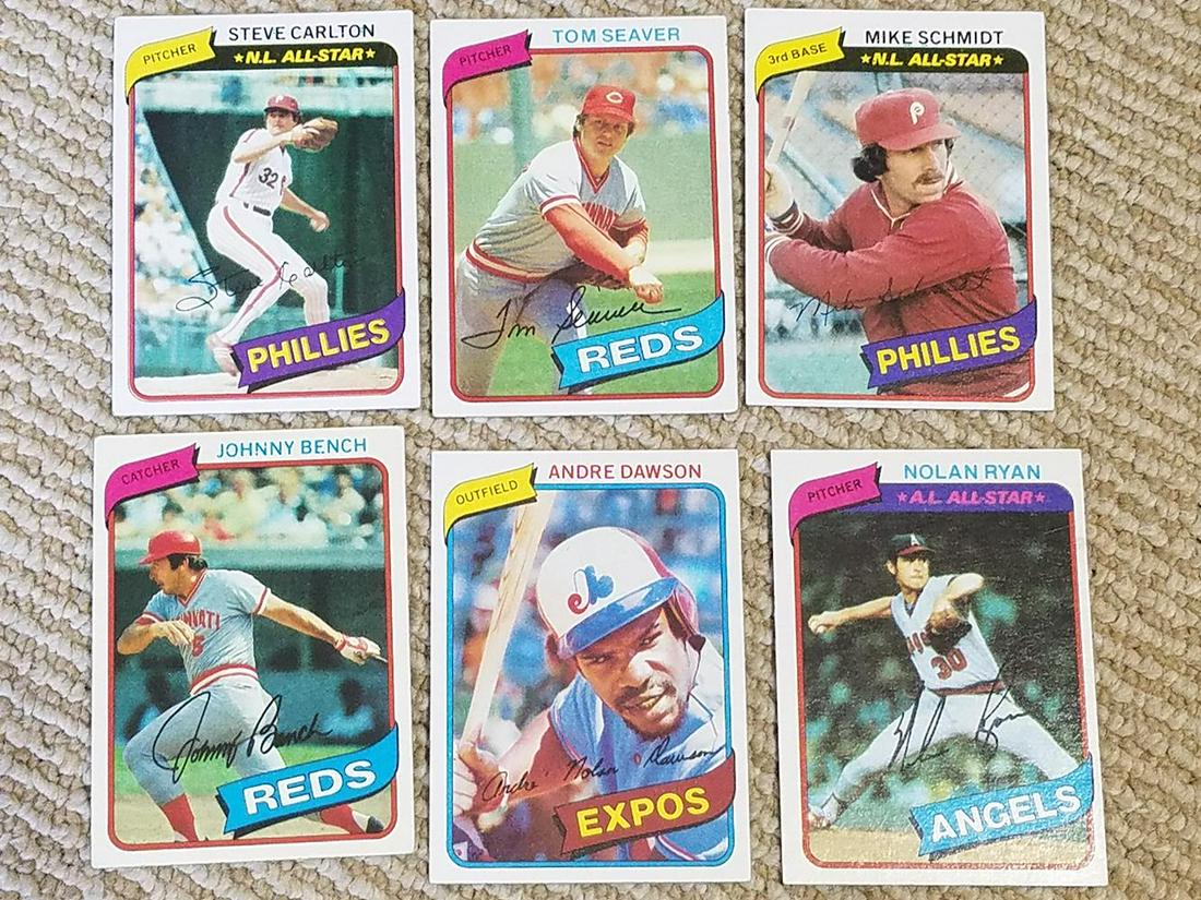 1980 Topps (6) Card Hall of Fame Lot w/ Nolan Ryan (1 of 3)