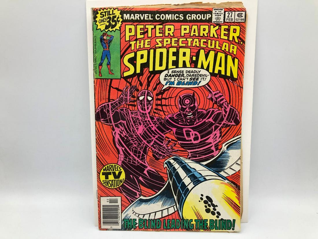 Spectacular Spiderman #27 - 1st Frank Miller Daredevil: Spectacular Spiderman #27 - 1st Frank Miller Daredevil - Missing bottom staple