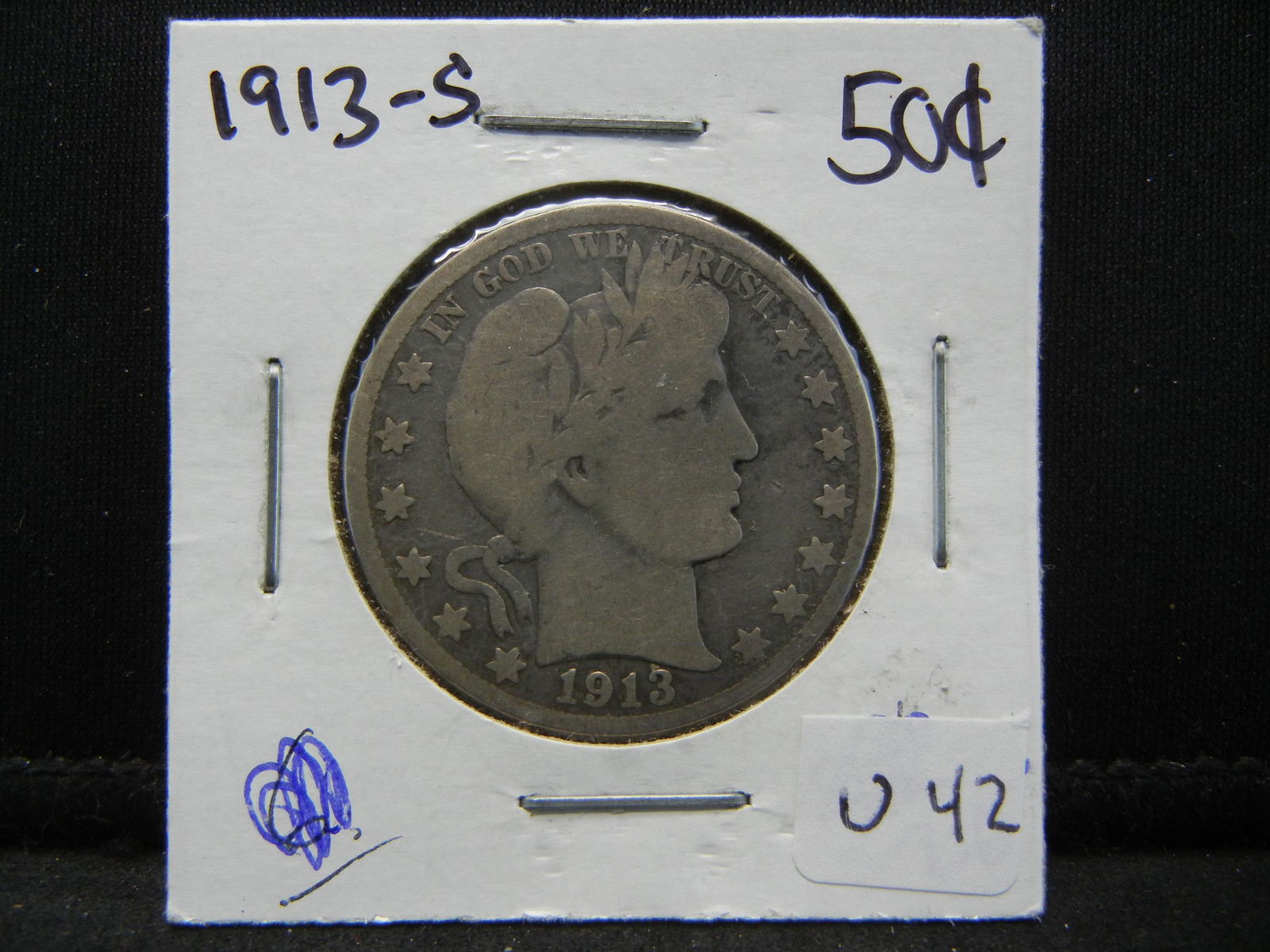 1913-S Barber Silver Half Dollar Coin in very good (1 of 3)