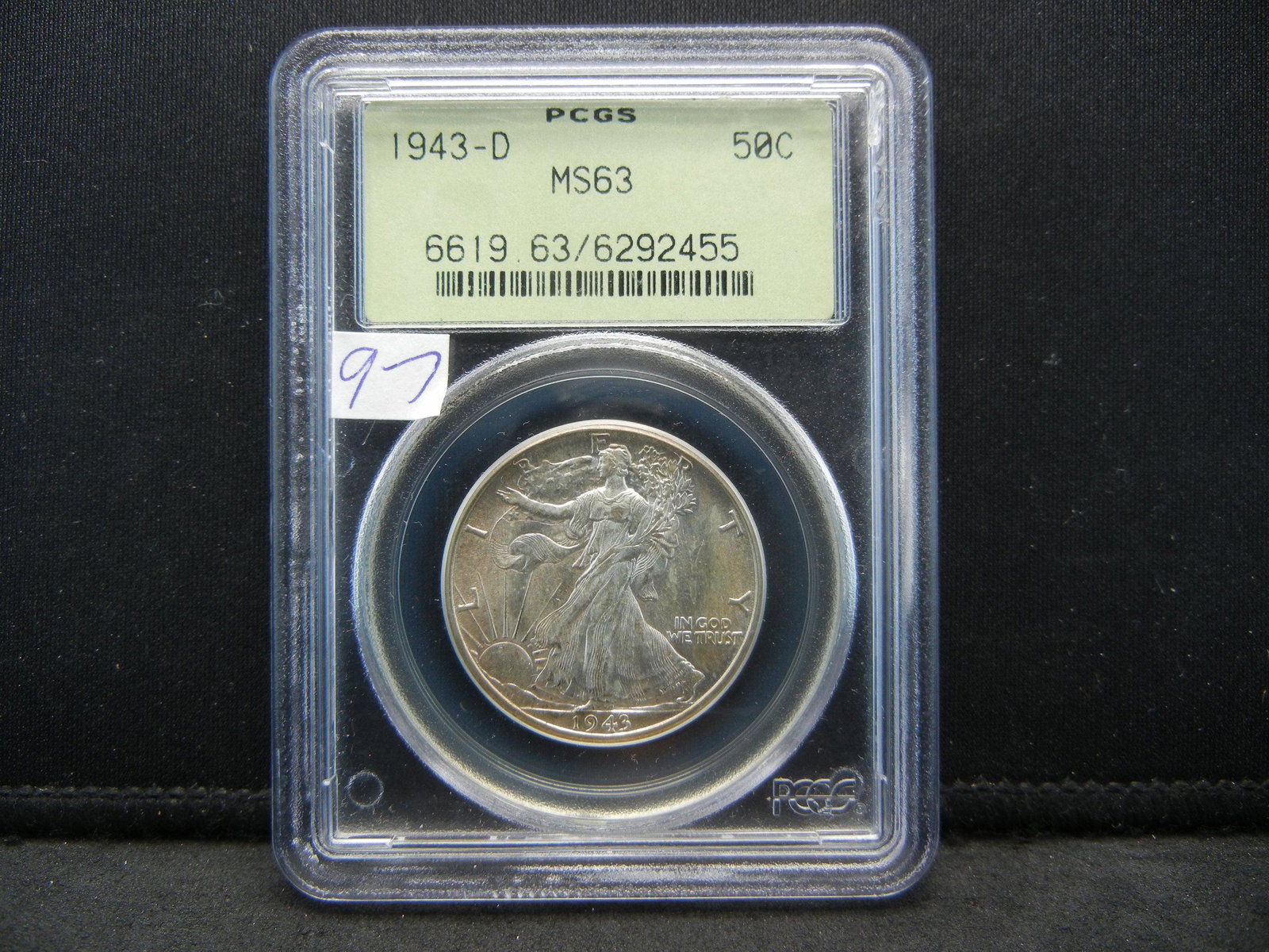 1943 D Walking Liberty Half Dollar PCGS MS63 OGH (1 of 4)
