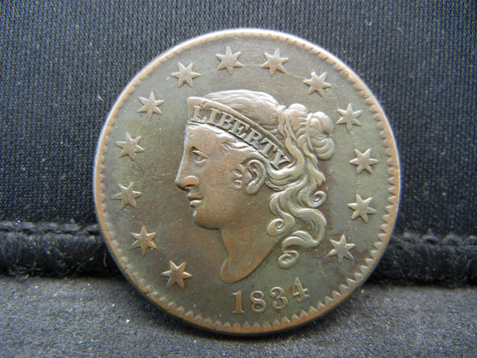 1834 Large Cent AU Nice Color Strong Strike (1 of 2)
