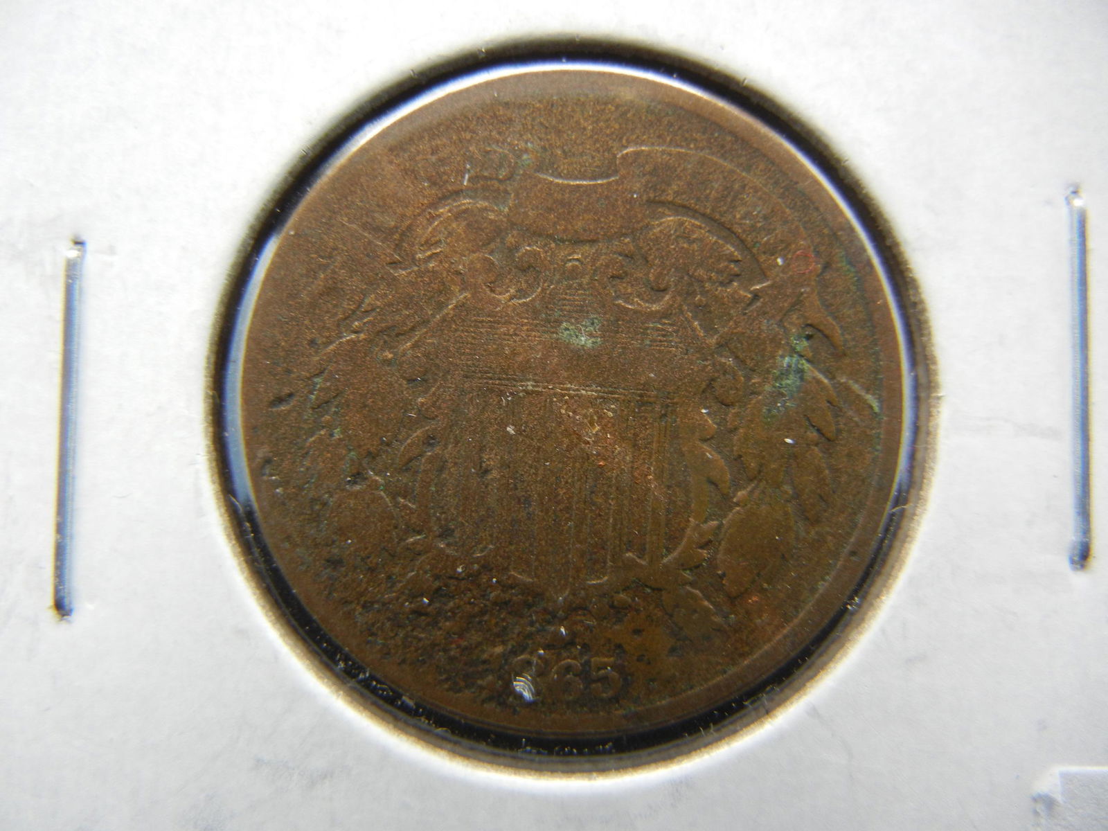 1865 CIVIL WAR 2 cent coin. RARE to find anymore (1 of 3)