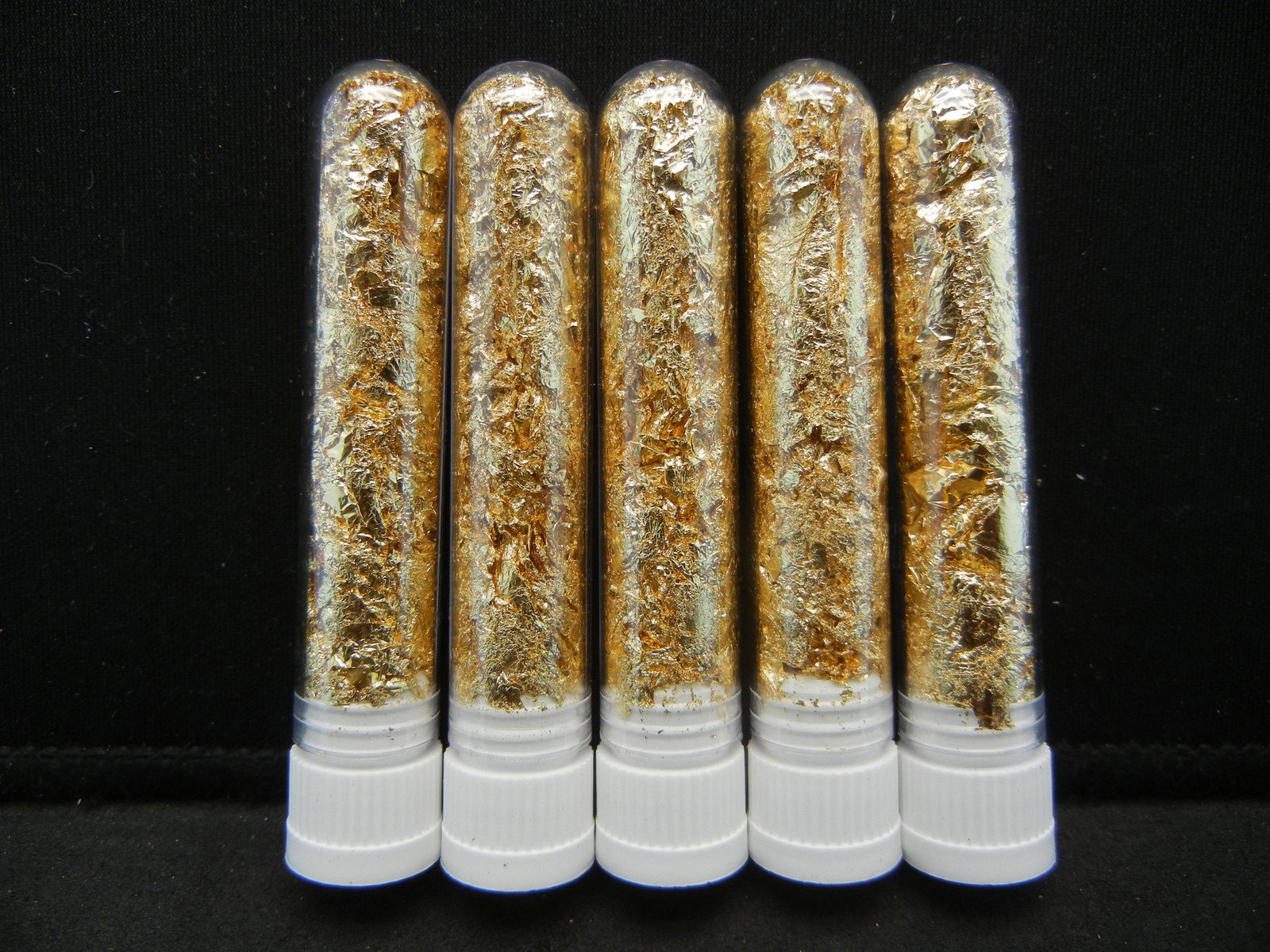 (5) Viles of 22k Gold Leaf Flakes, Can Be Sold: (5) Viles of 22k Gold Leaf Flakes, Can Be Sold Individually, Or Would Make Great Gifts!