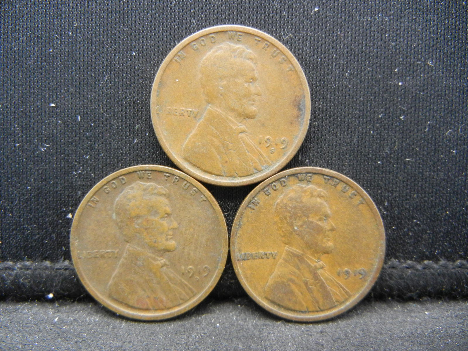 1919 PDS Lincoln Wheat Cent Three Coin Set (1 of 2)