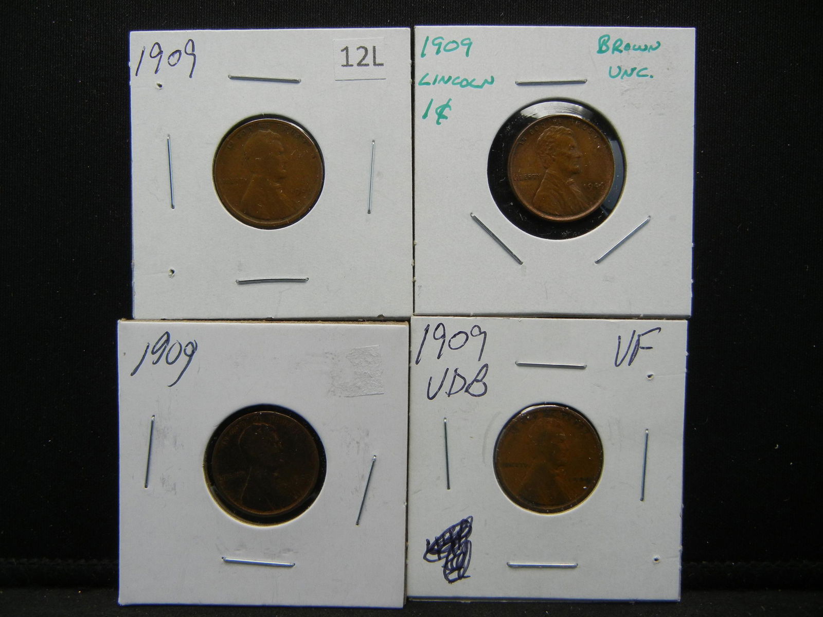 (1) 1909 VDB Lincoln Wheat Cents & (3) 1909 Lincoln Whe (1 of 5)