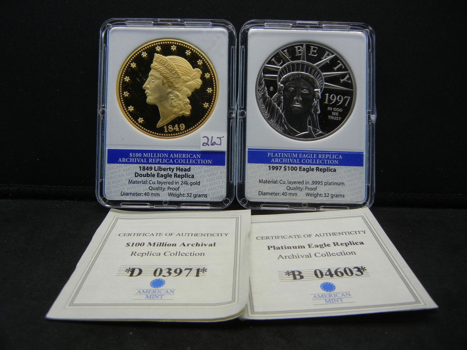 1997 One Hundred Dollar Eagle Replica, and 1849 Liberty (1 of 11)