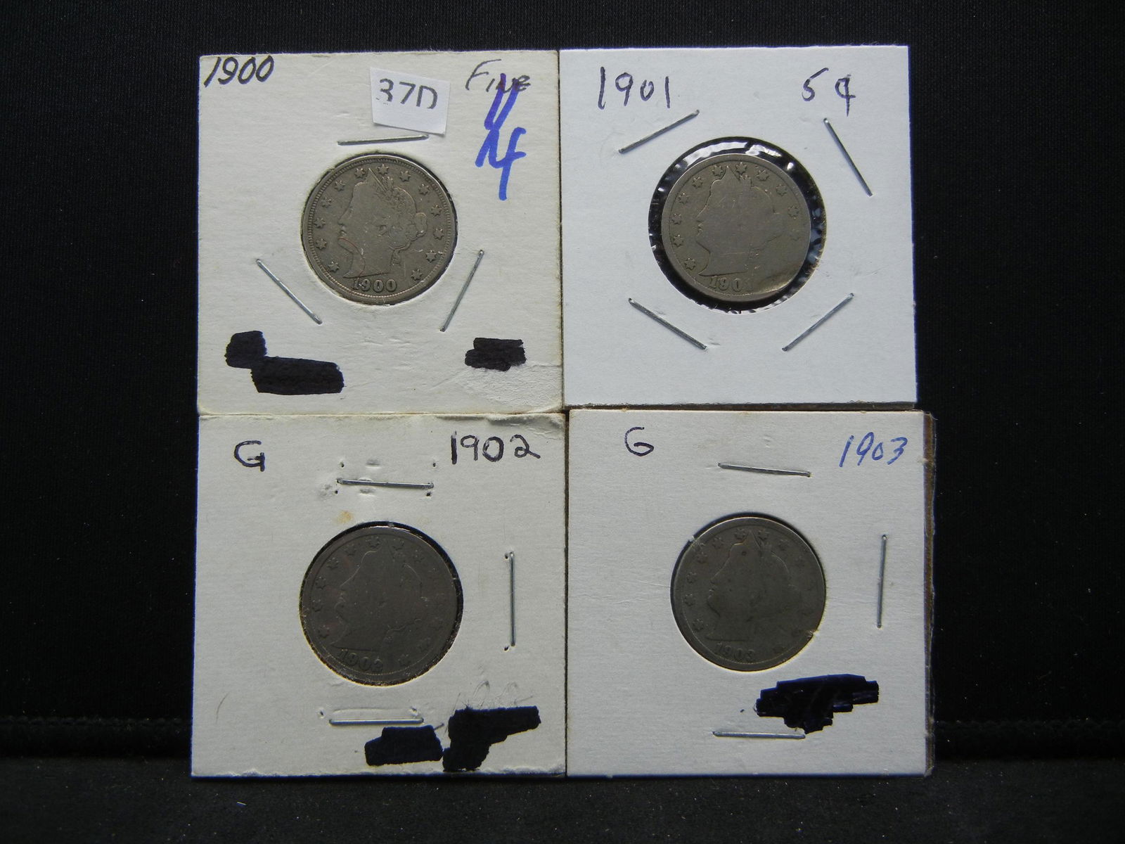 (4) Liberty Head V Nickels, 1900, 01, 02, 03 (1 of 5)