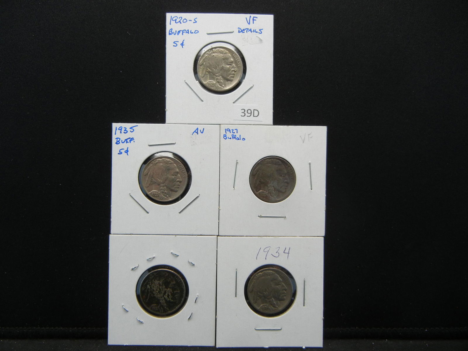 (5) Buffalo Nickels, 1920 S, 27, 34, 35, 37 (1 of 7)