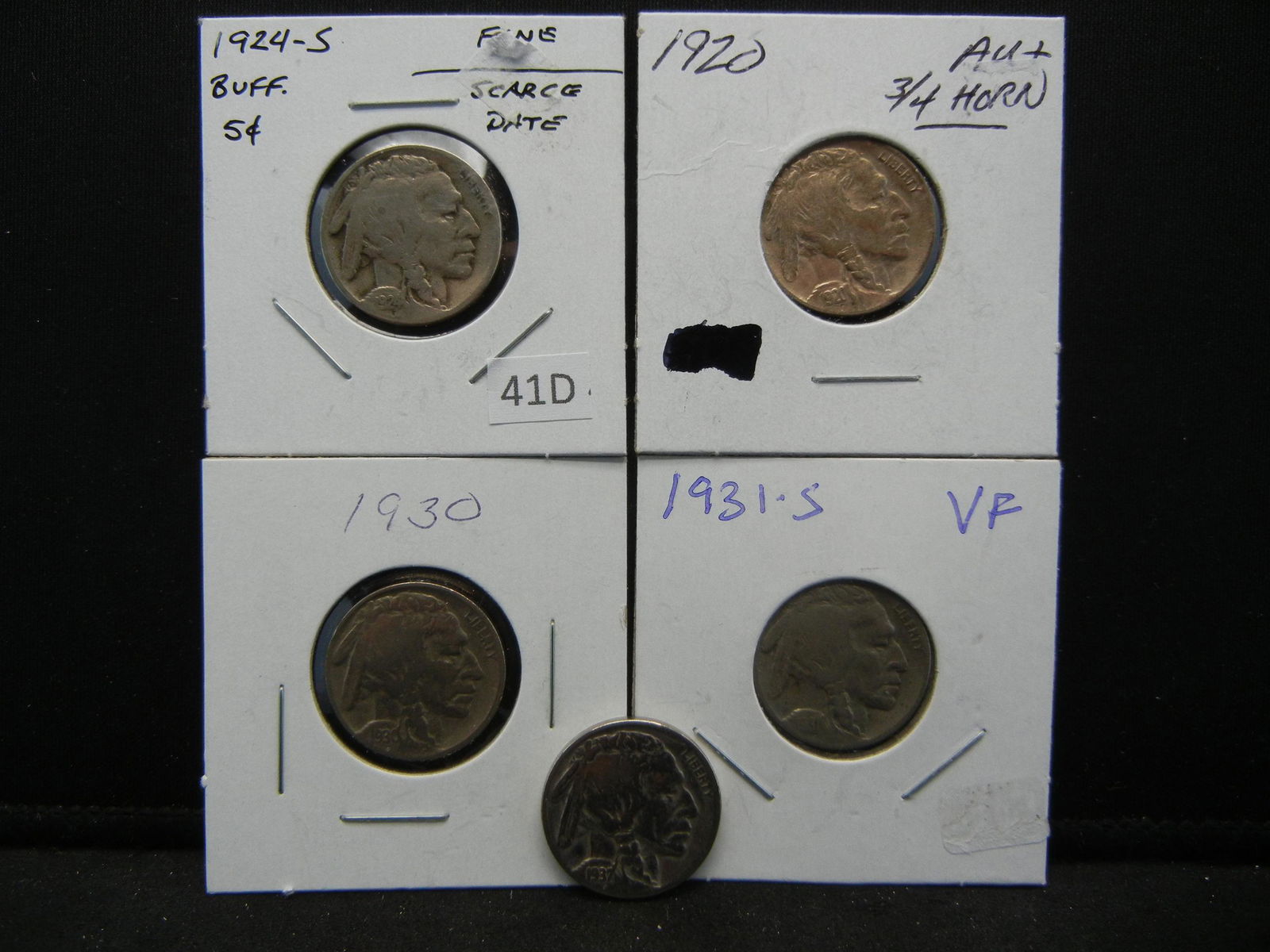 (5) Buffalo Nickels, 1920, 24 S, 30, 31 S, 37 (1 of 5)