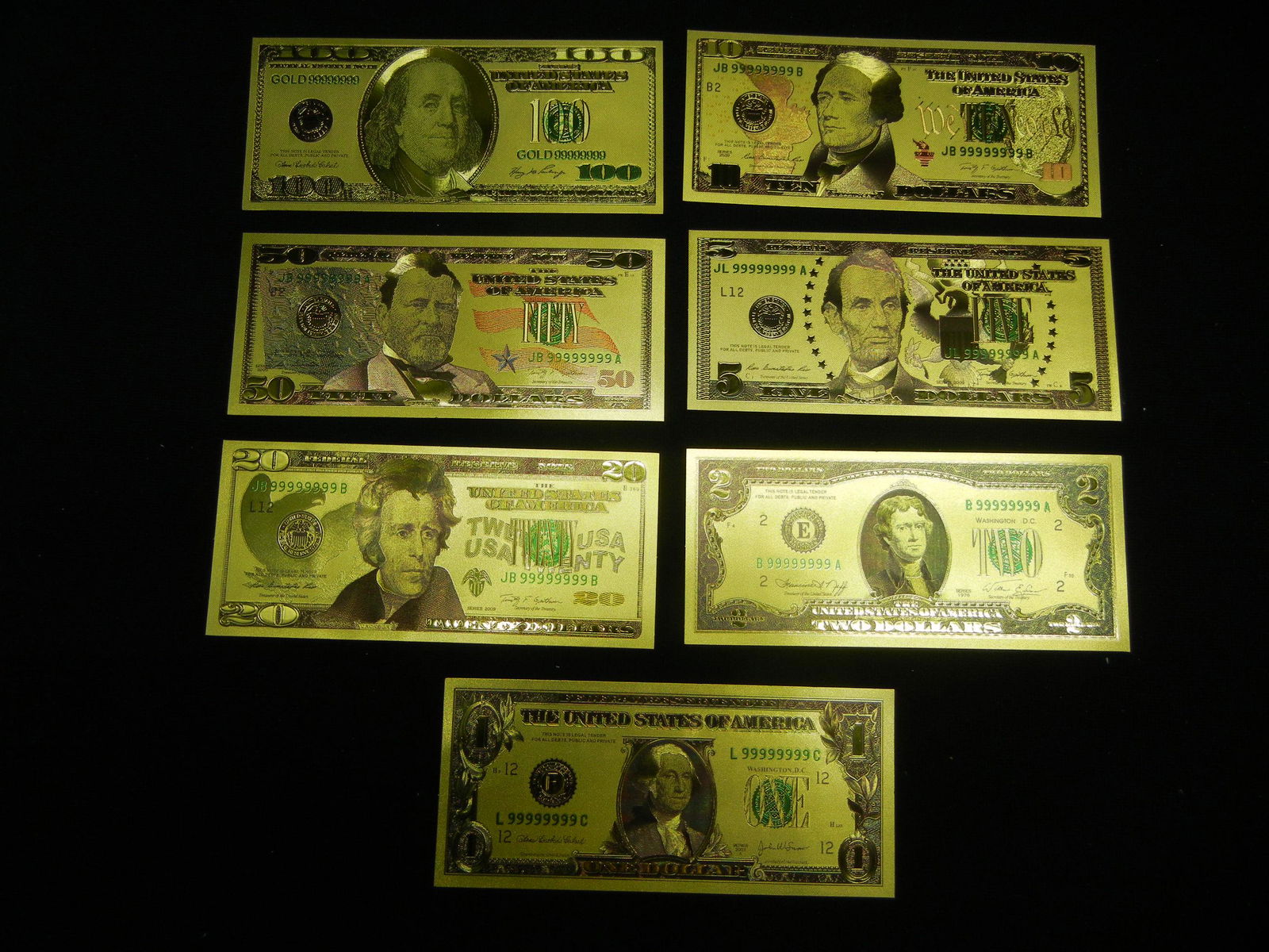 Gold Bank Note Set (7 Bank Notes) (1 of 6)