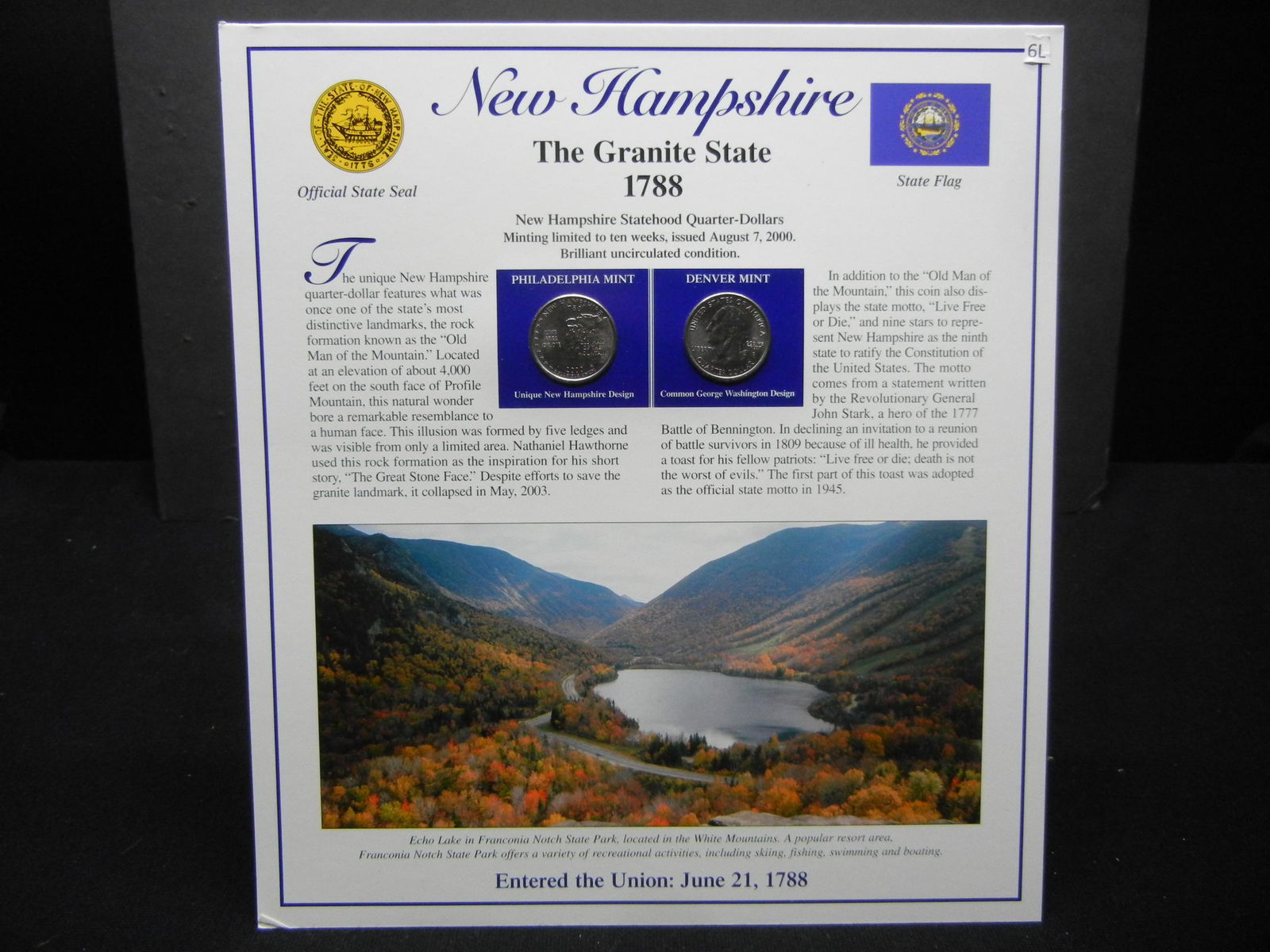 2000 New Hampshire State Quarter & Stamp Set (1 of 6)