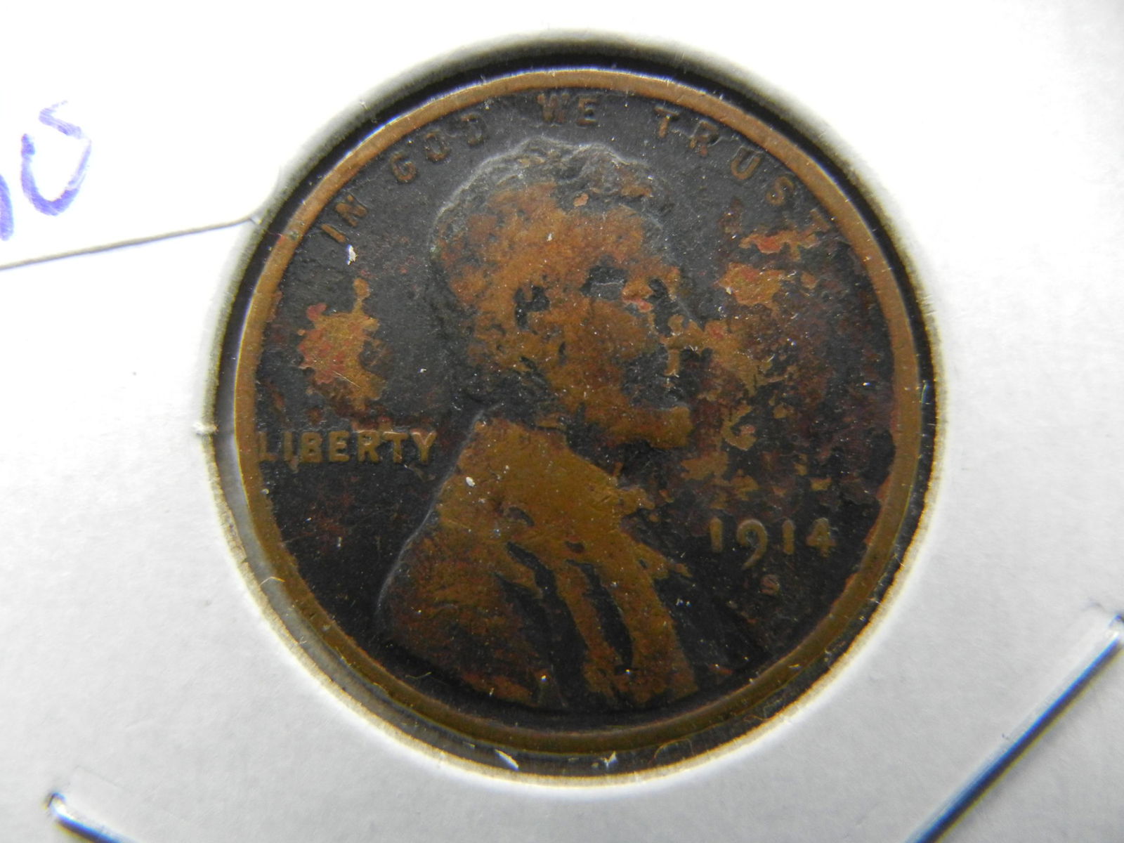 1914-S Lincoln Cent.  Semi-Key.  Fine detail. (1 of 2)