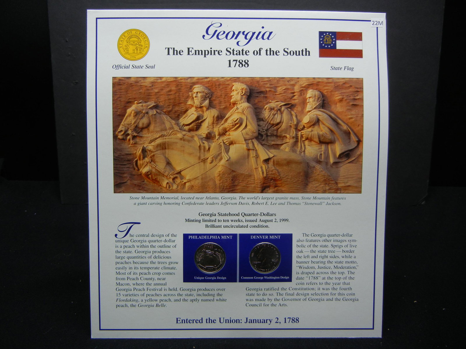 1999 Georgia State Quarter & Stamp Set Commemorating (1 of 6)