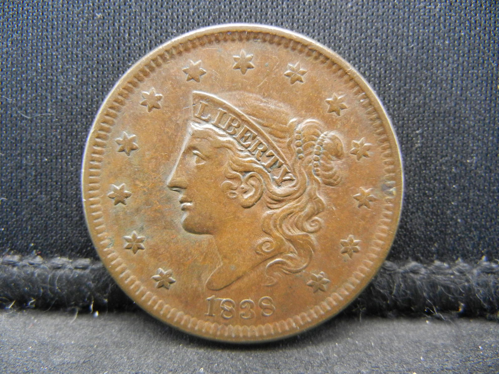1838 Large Cent AU Nice Color!! (1 of 2)
