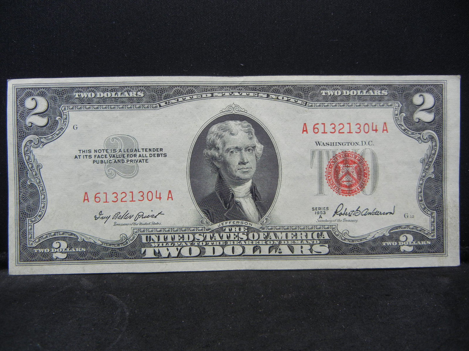Series 1953 A United States $2.00 Red Seal Note Crisp (1 of 3)