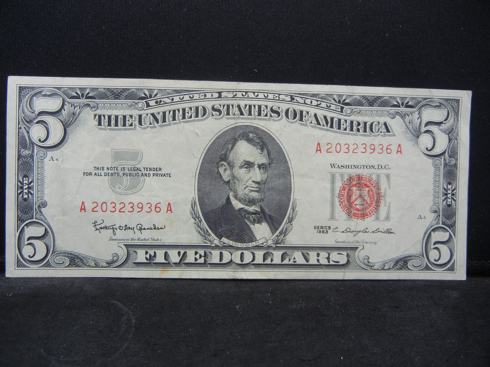 Series 1963 United States $5.00 Red Seal Note (1 of 3)