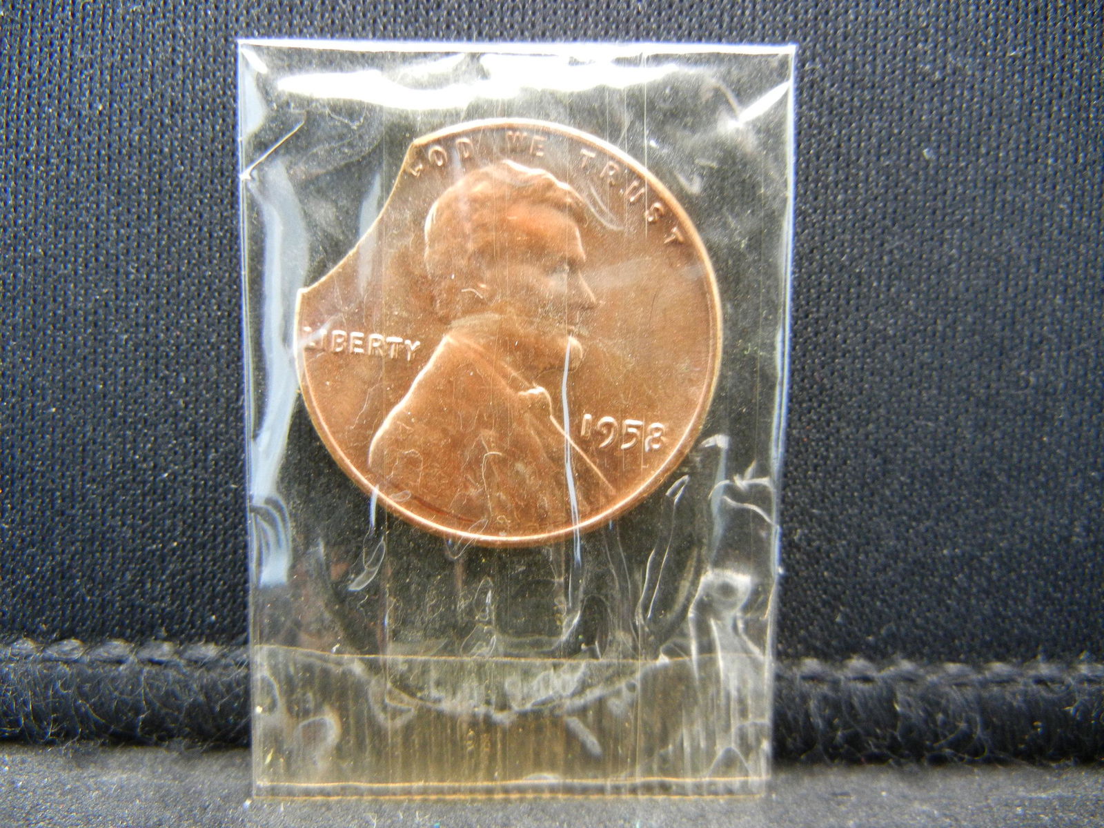 1958 P Lincoln Cent CH BU Clipped planchet (1 of 2)