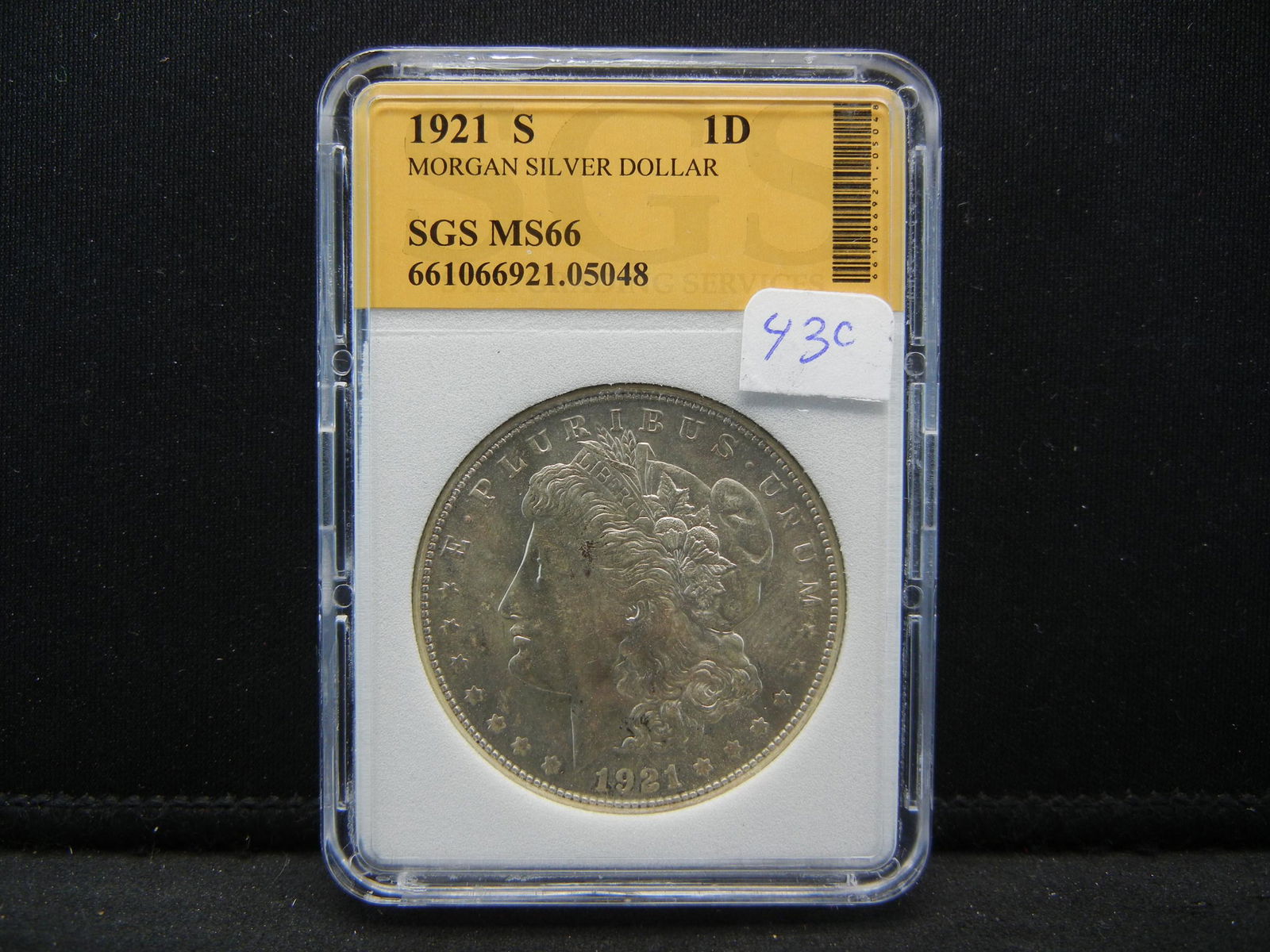 1921-S MORGAN SILVER (90%) DOLLAR, MS66/SGS, (1 of 4)