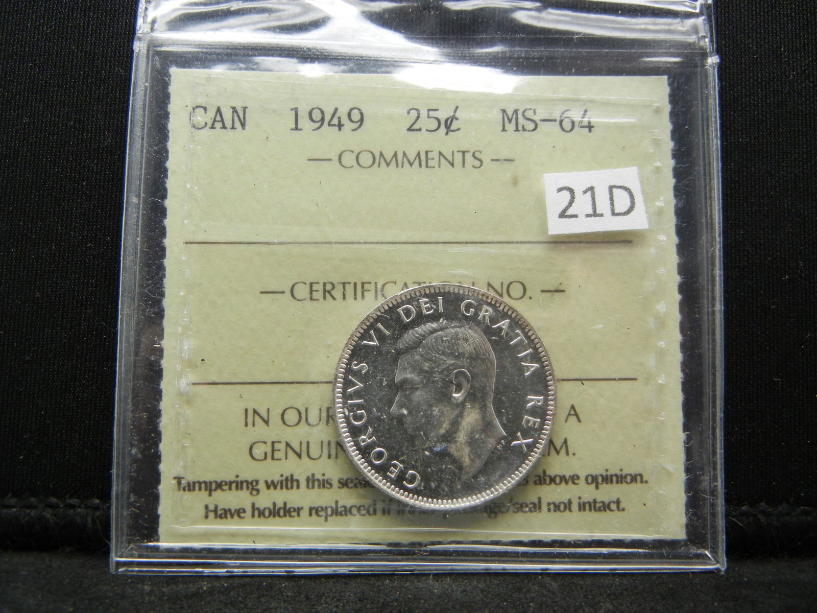 1949 Canadian Silver Quarter (1 of 2)
