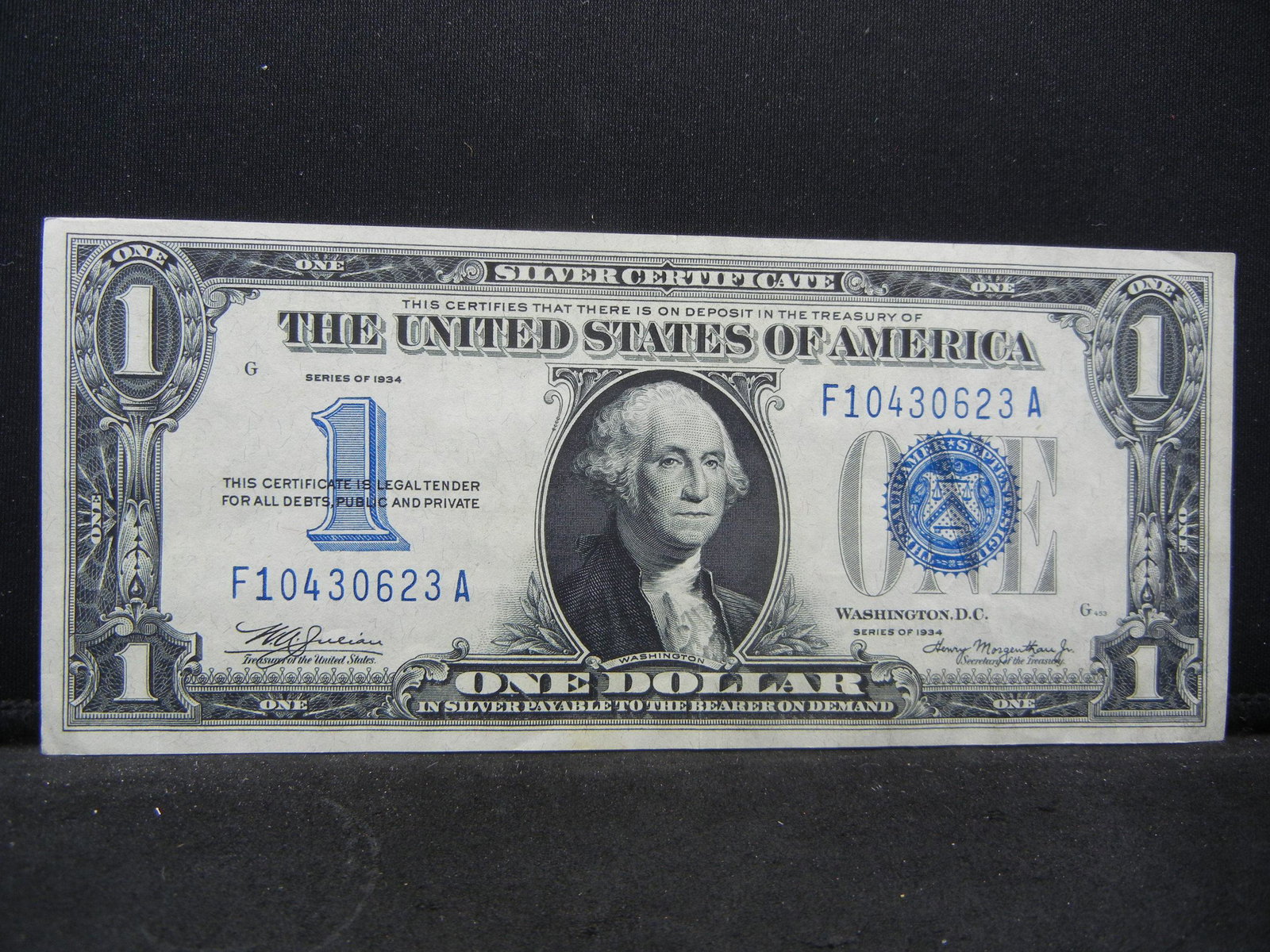 1934 $1 Funny Back Silver Certificate.  Super nice XF. (1 of 3)