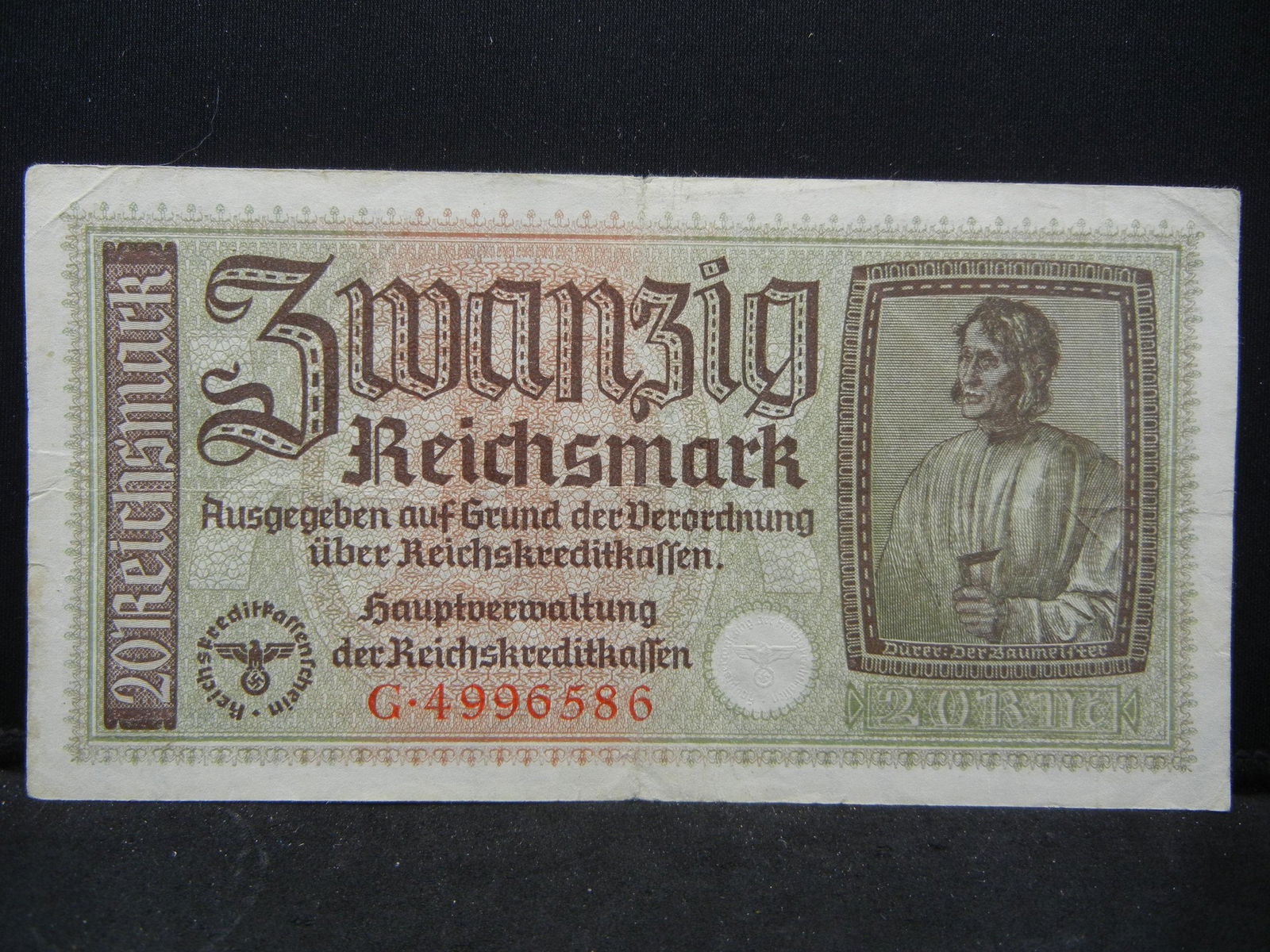 WWII GERMAN occupation currency. 20 Mark. (1 of 2)