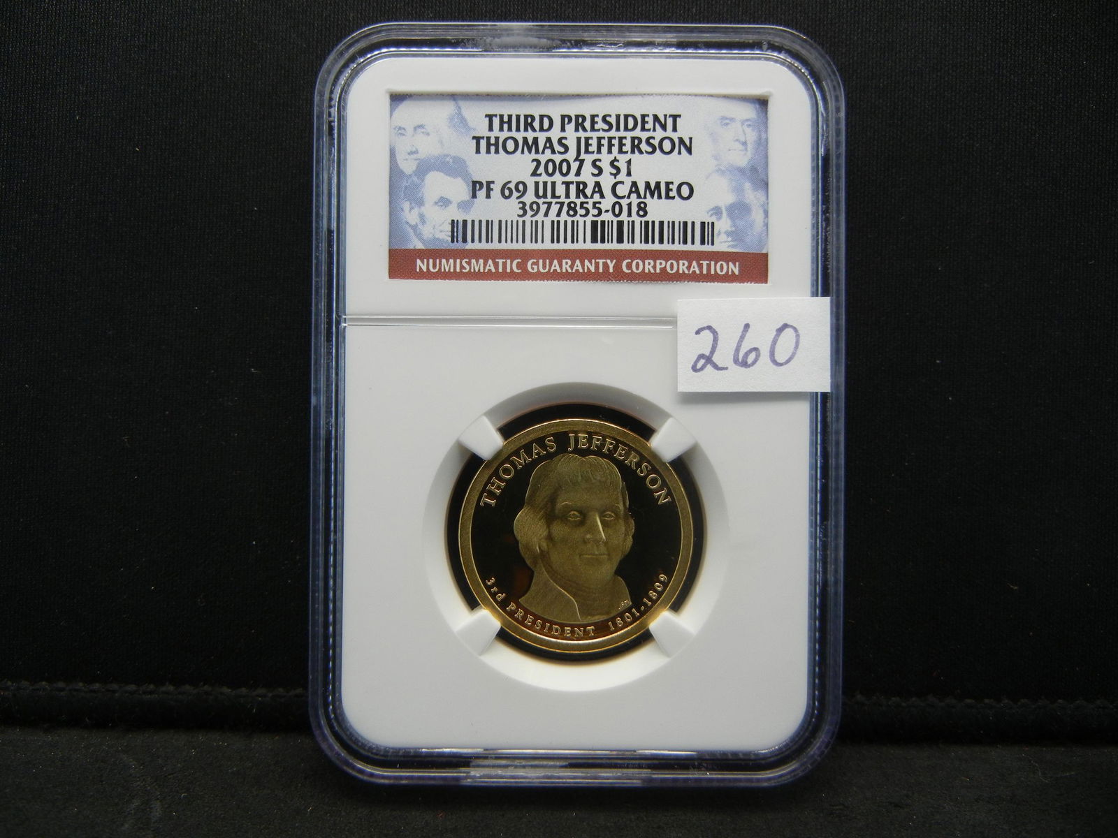 2007-S NGC Graded PF 69 Ultra Cameo Thomas Jefferson: 2007-S NGC Graded PF 69 Ultra Cameo Thomas Jefferson Presidential Dollar